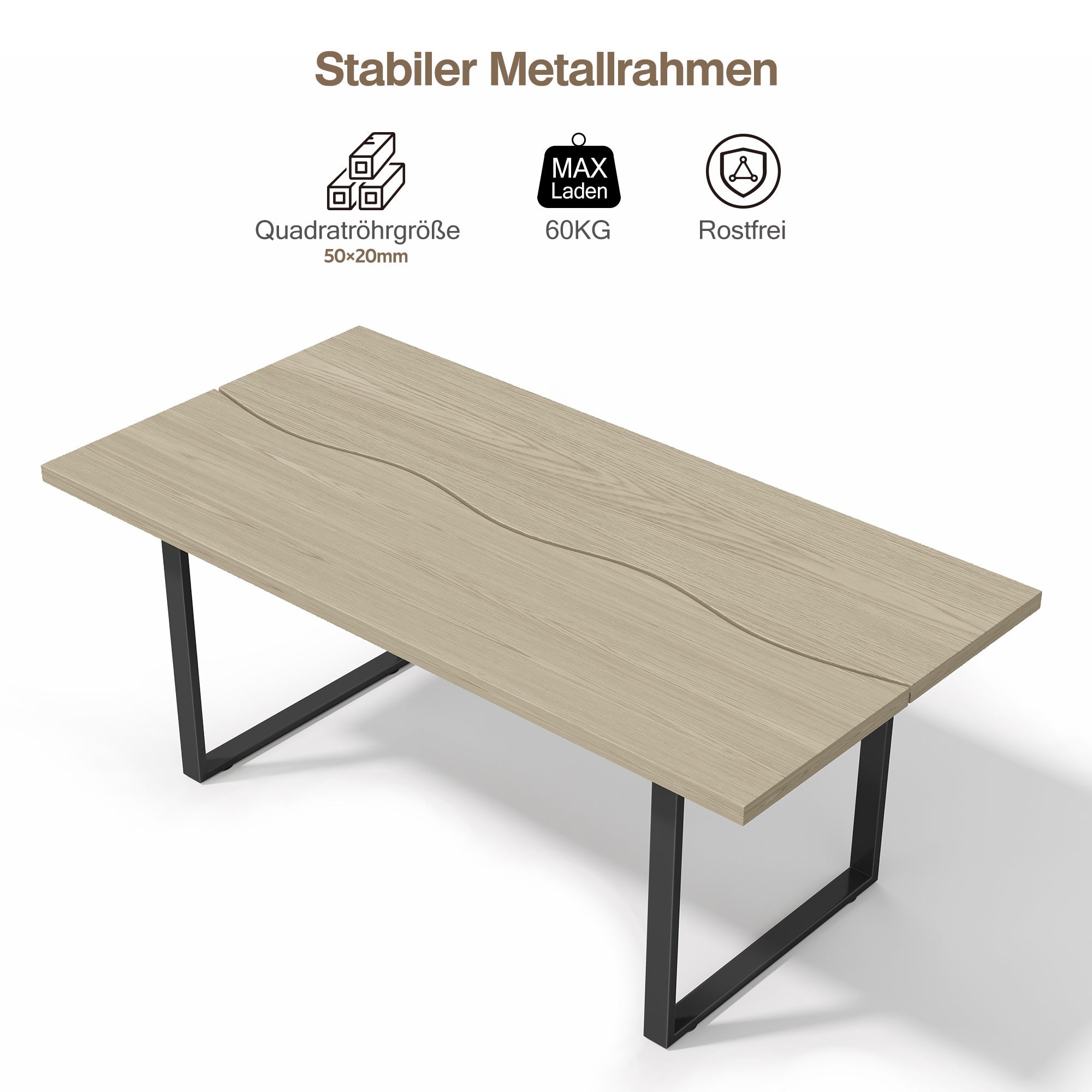 Logidon eettafel 160x80 cm industriële houtlook, metalen frame