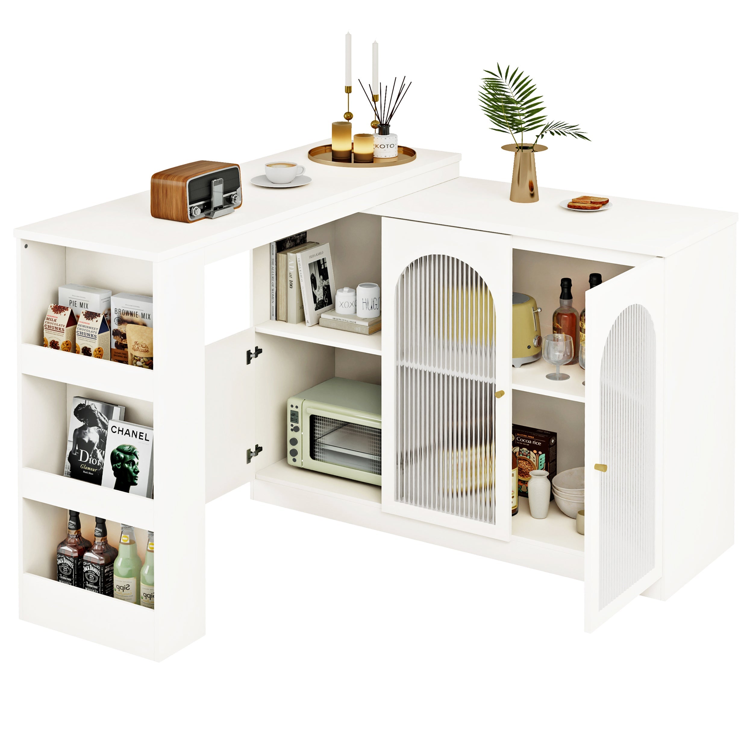 Logidon 360 graden draaibare bartafel 120x40x97 cm wit