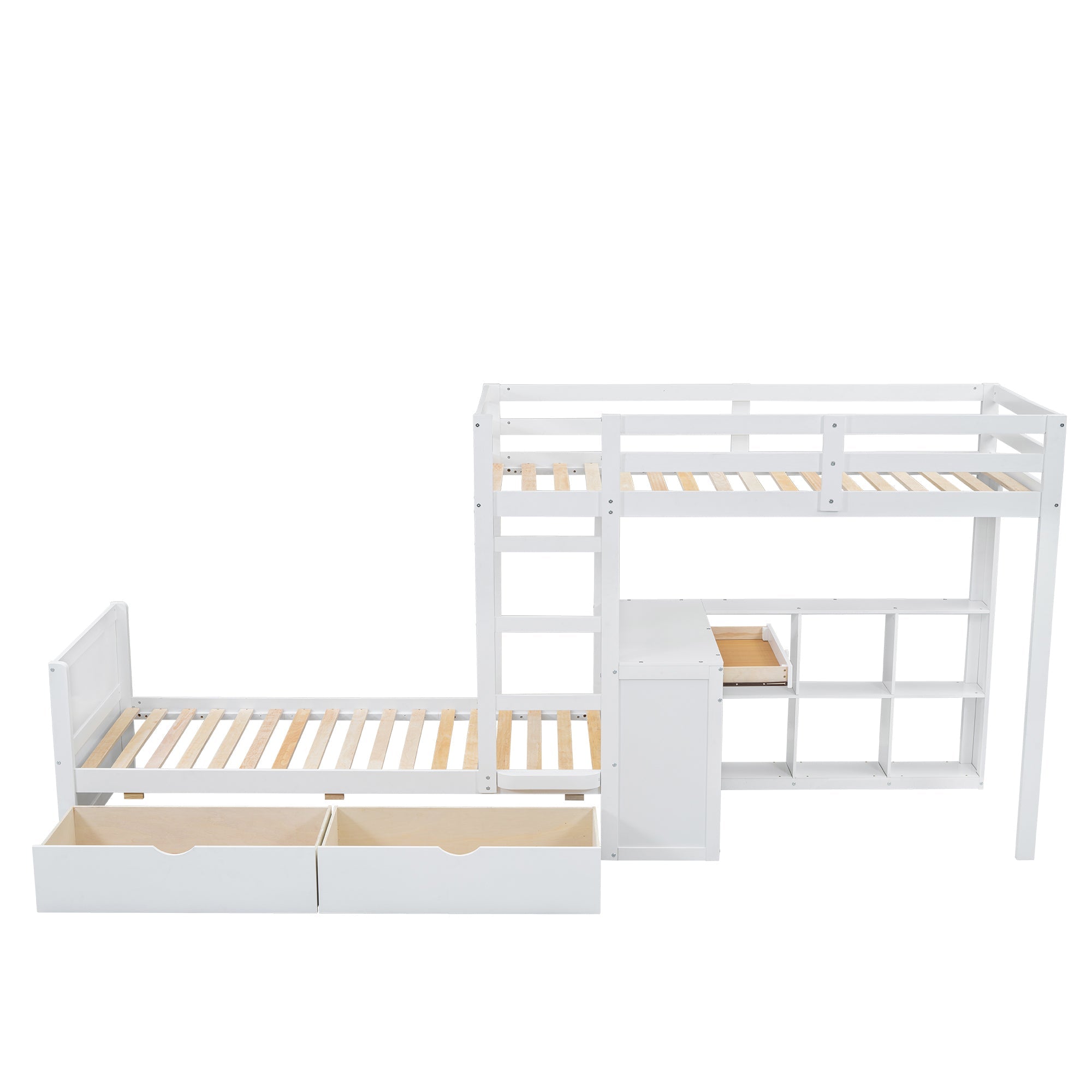 Logidon stapelbed 90x200 cm witte drietrapsladder met bureau