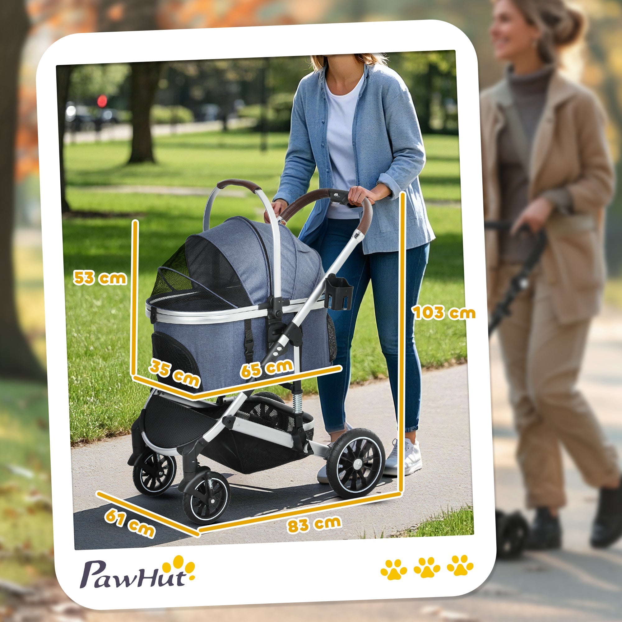 Logidon 3 in 1 hondenbuggy donkerblauw opvouwbaar tot 10 kg