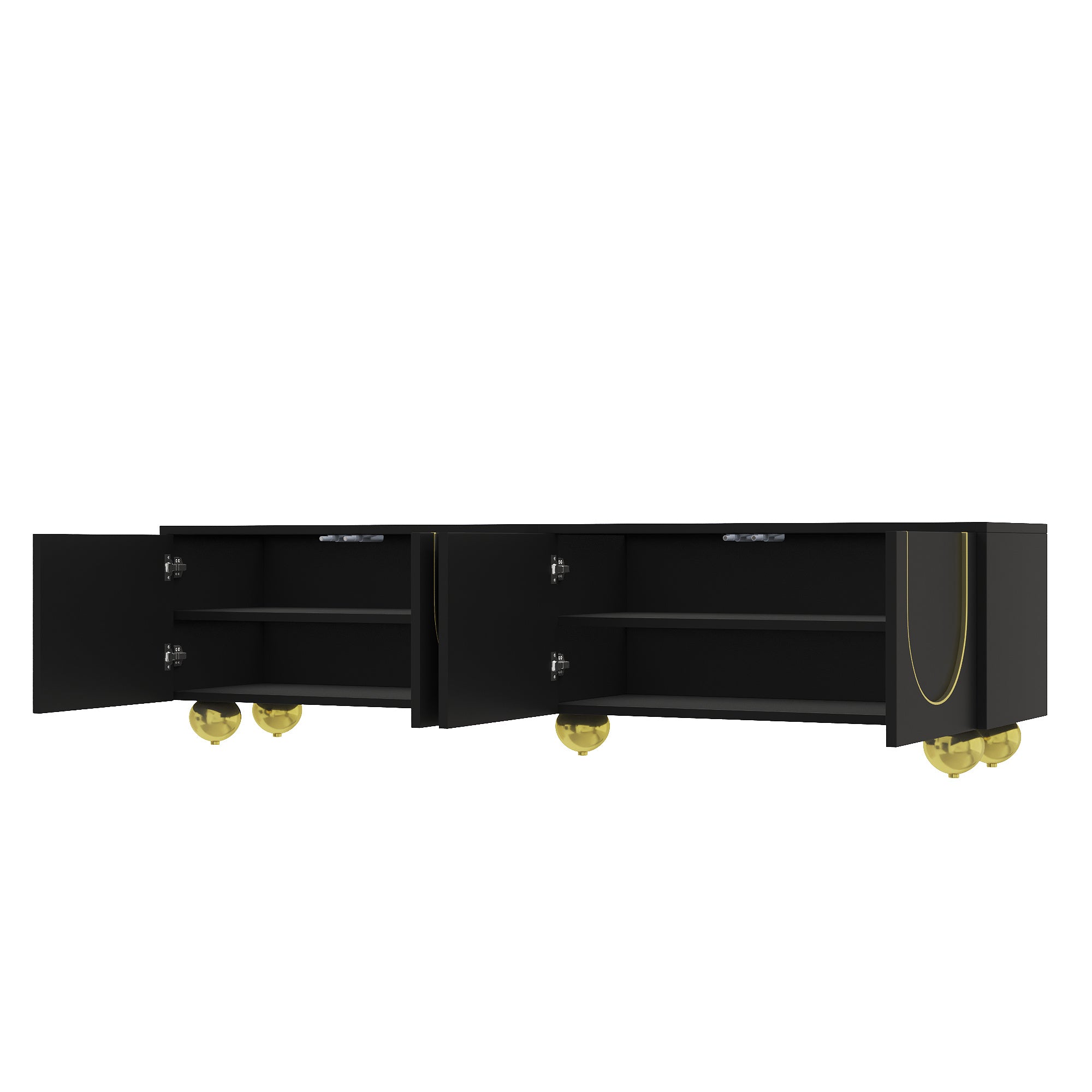 Logidon TV-meubel zwart met gouden accenten en push-to-open 170 cm
