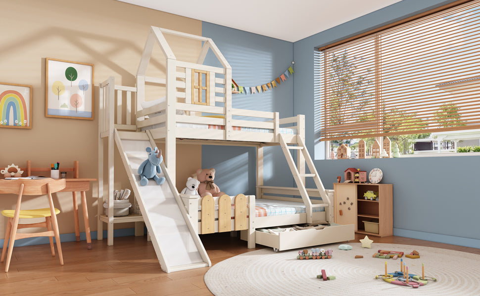 Logidon stapelbed 90x200/140x200 schuiflaadladder blokhut design