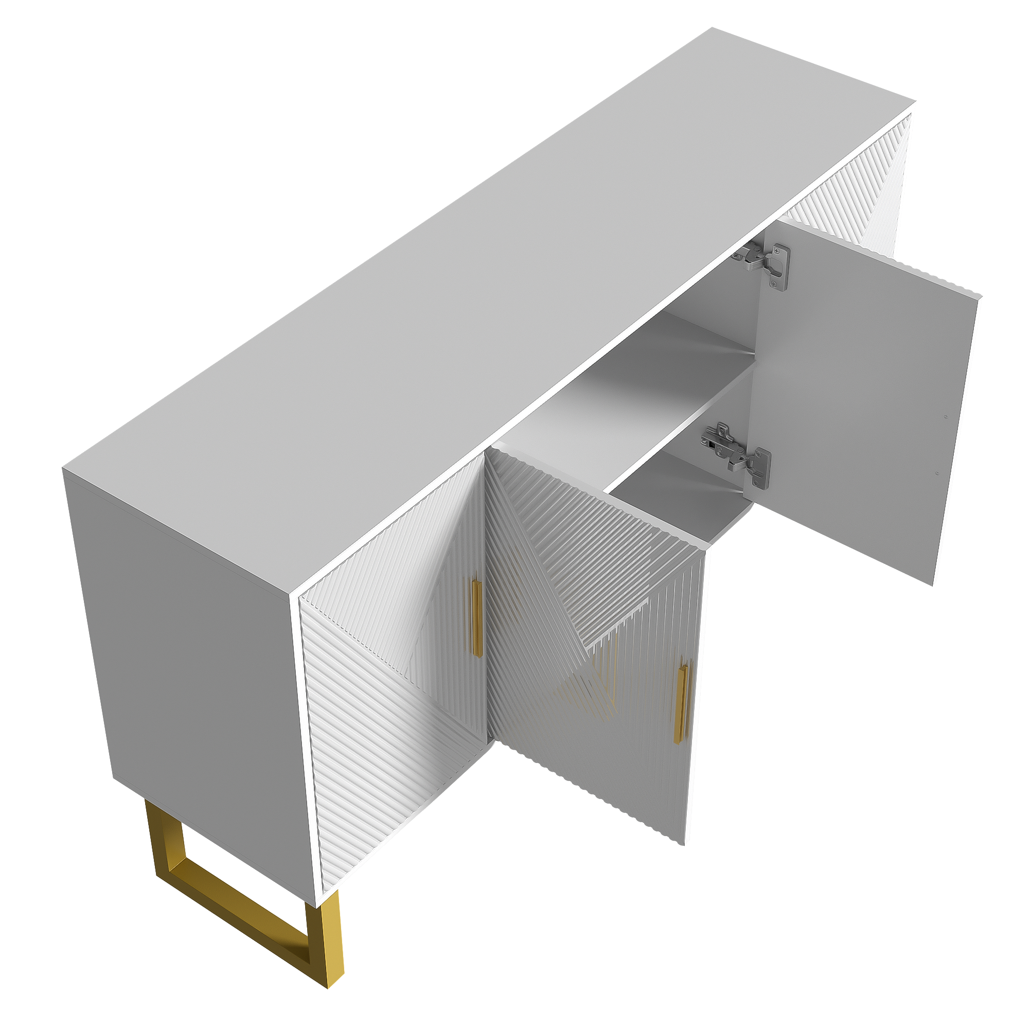 Logidon dressoir 4 deuren 150 cm wit hoogglans gouden handgrepen