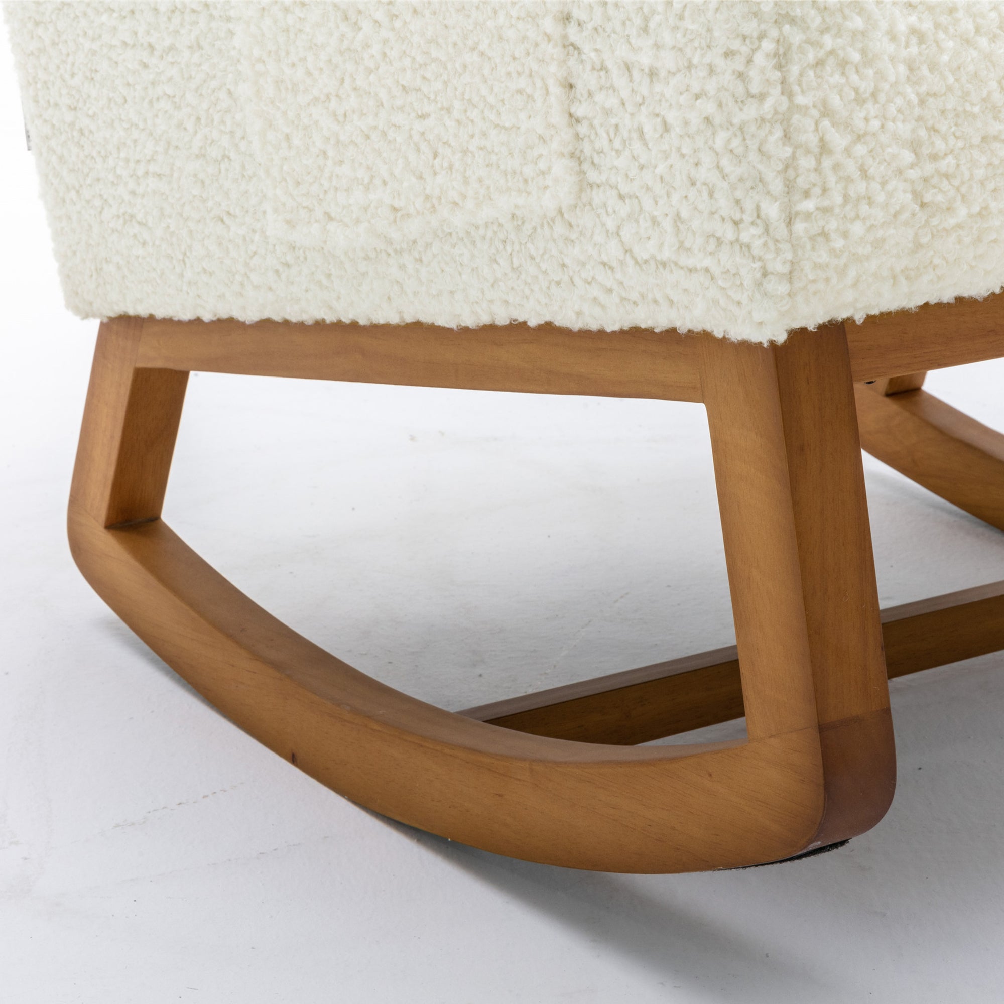 Logidon Fluwelen Witte Schommelstoel Mid Century Modern Gestoffeerd