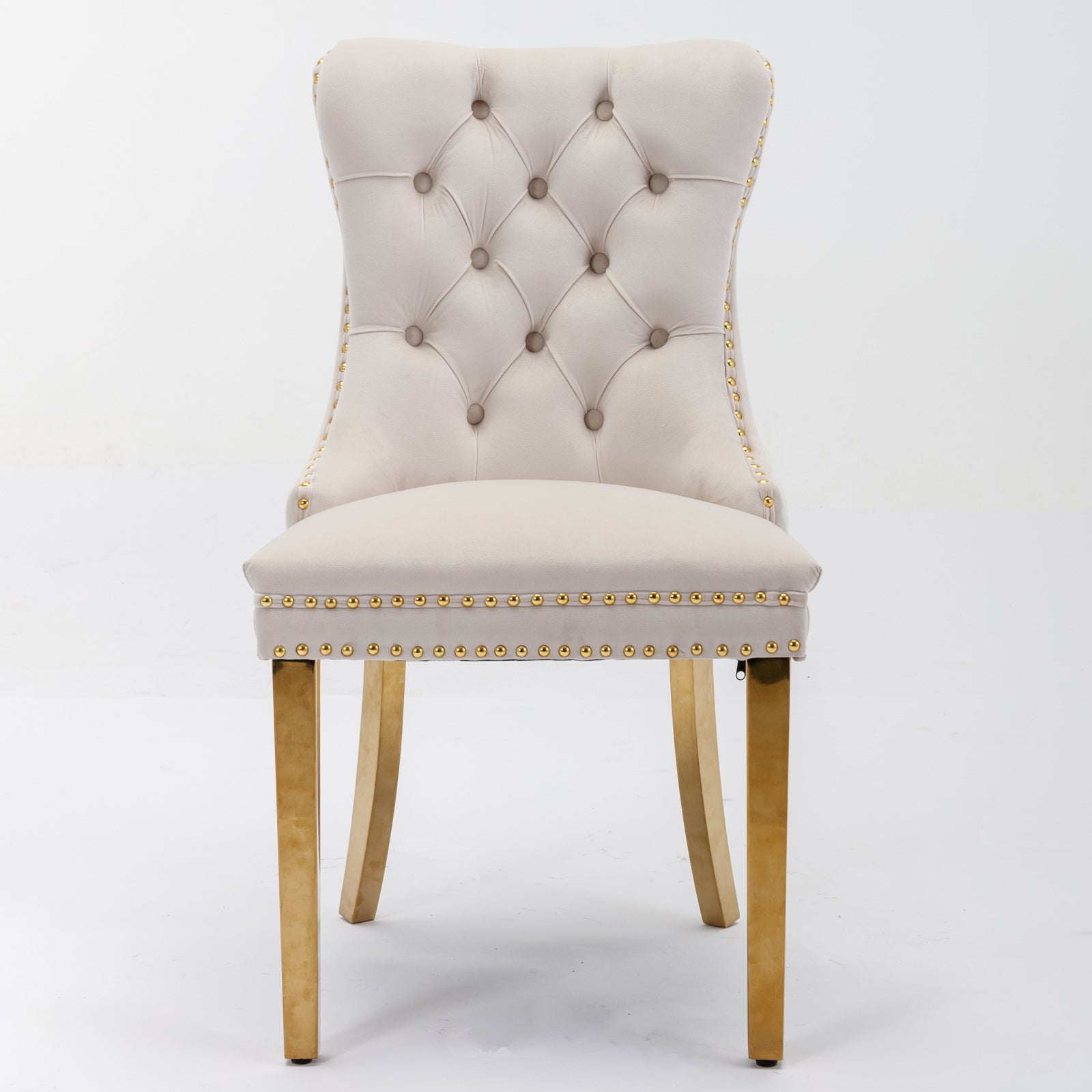 Logidon Nikki Collection Velor Chair Beige Golden Legs Set 2