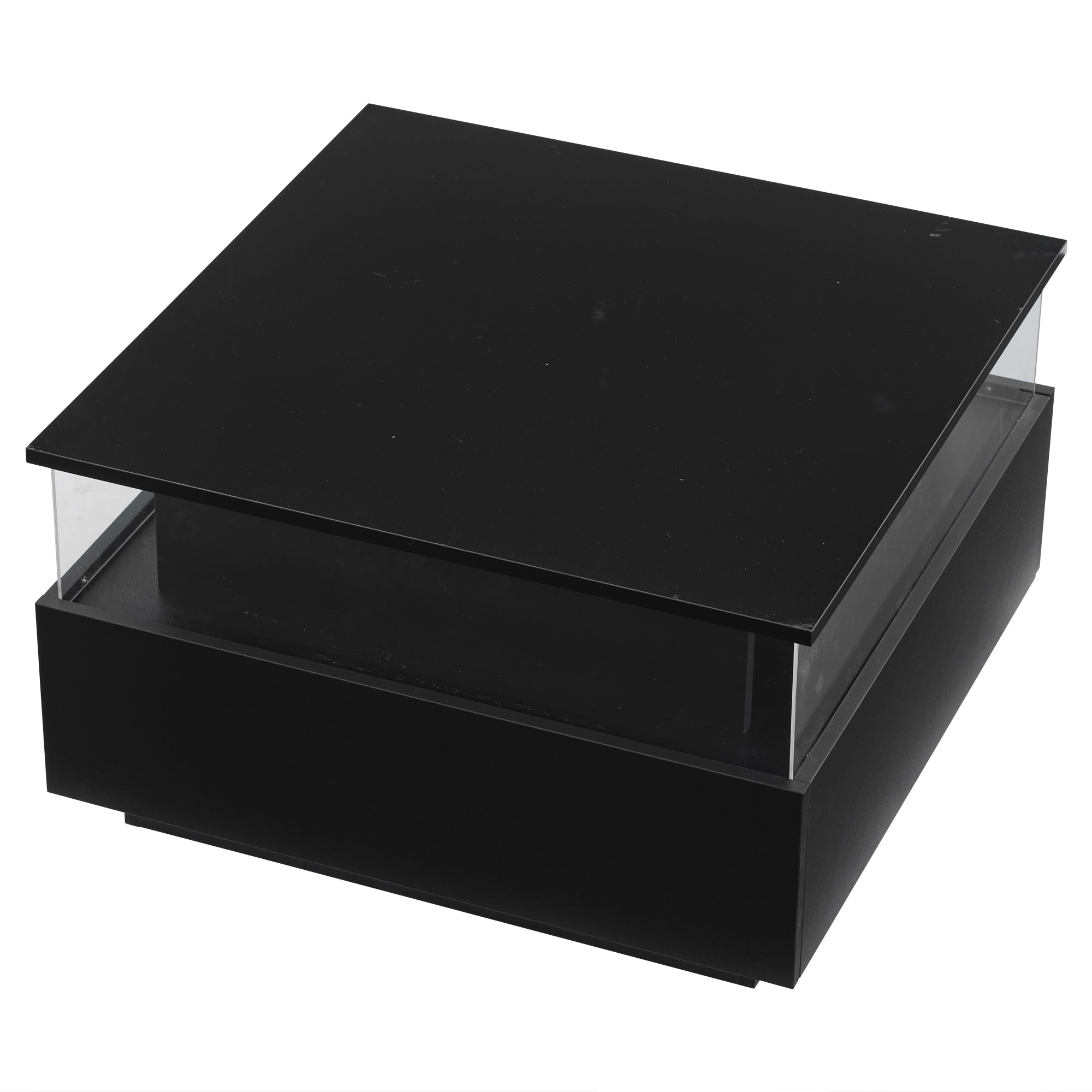 Logidon hoogglans LED salontafel 90x55x45 cm zwart 2 lades