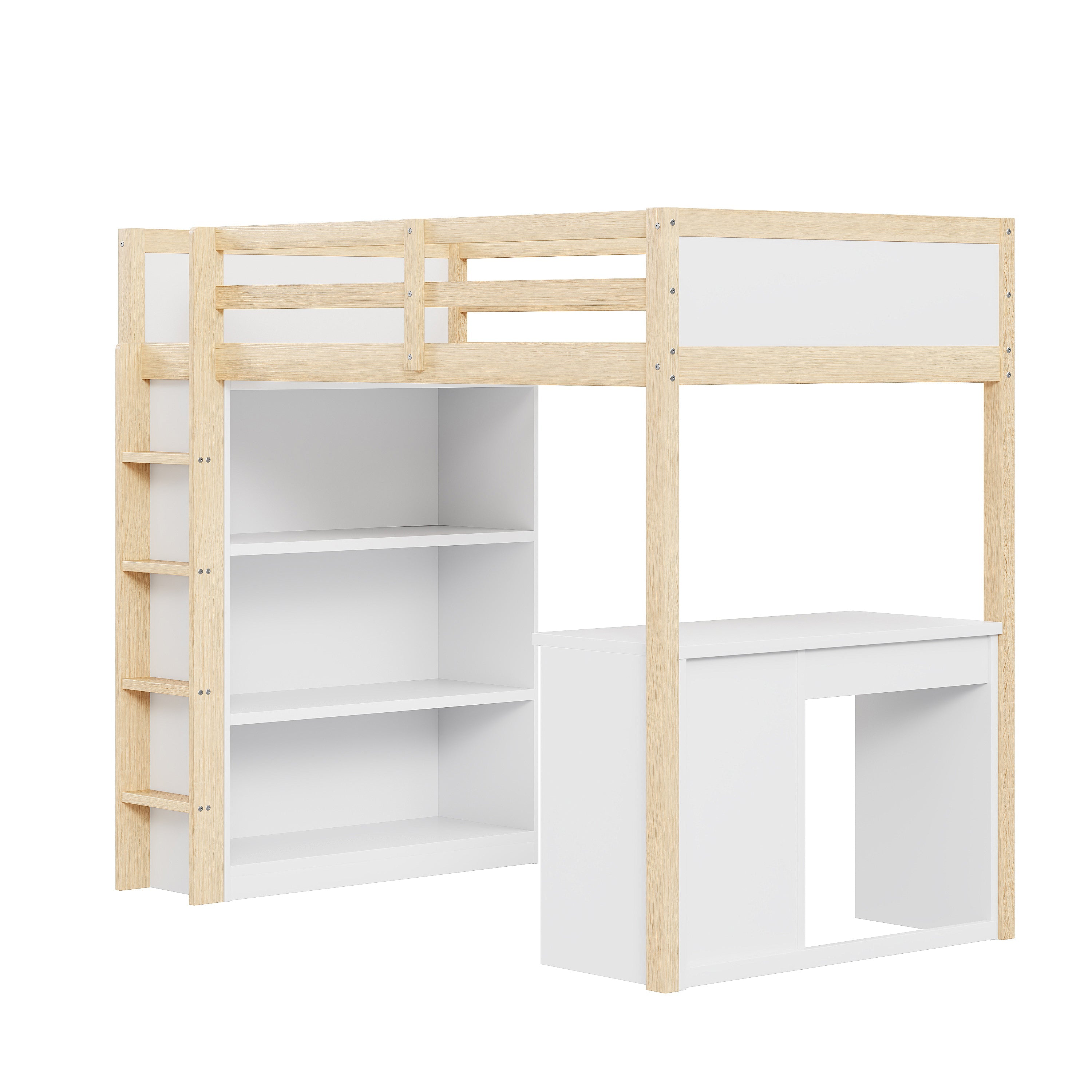Logidon hoogslaper 90x200 cm met opbergruimte en computertafel wit