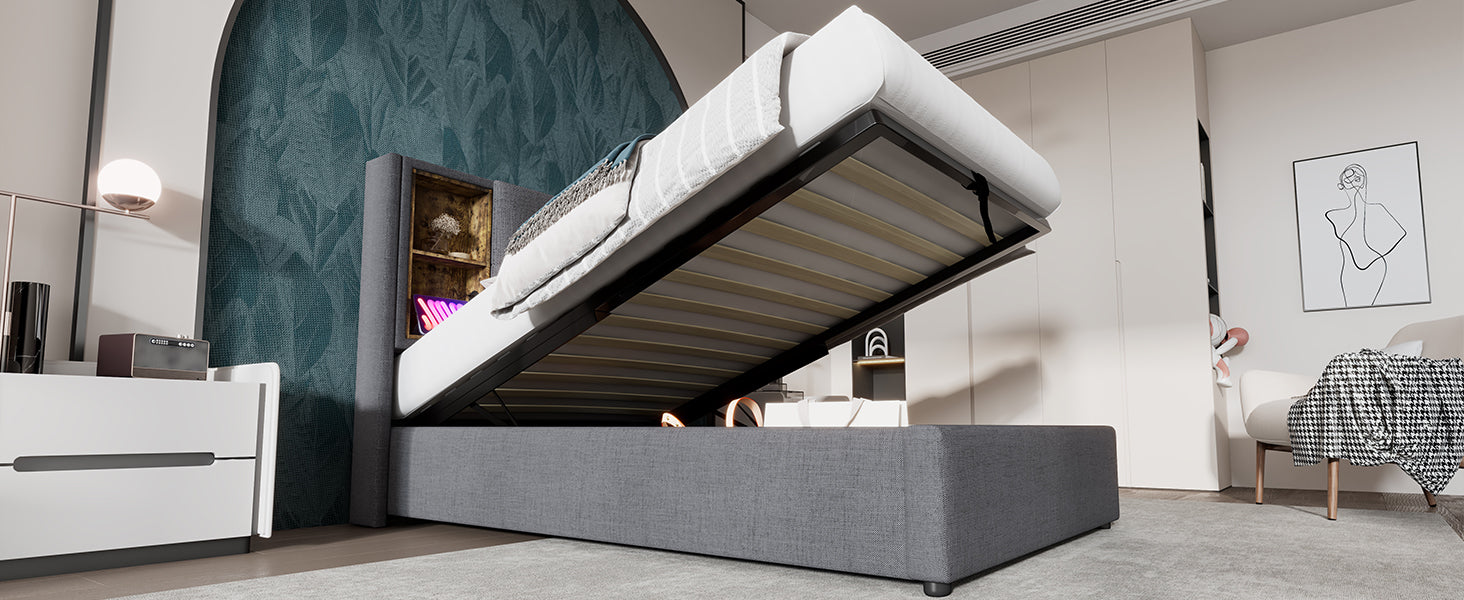 Logidon Eenpersoonsbed 90x200 Cm Met Draadloos USB C Opladen Grijs