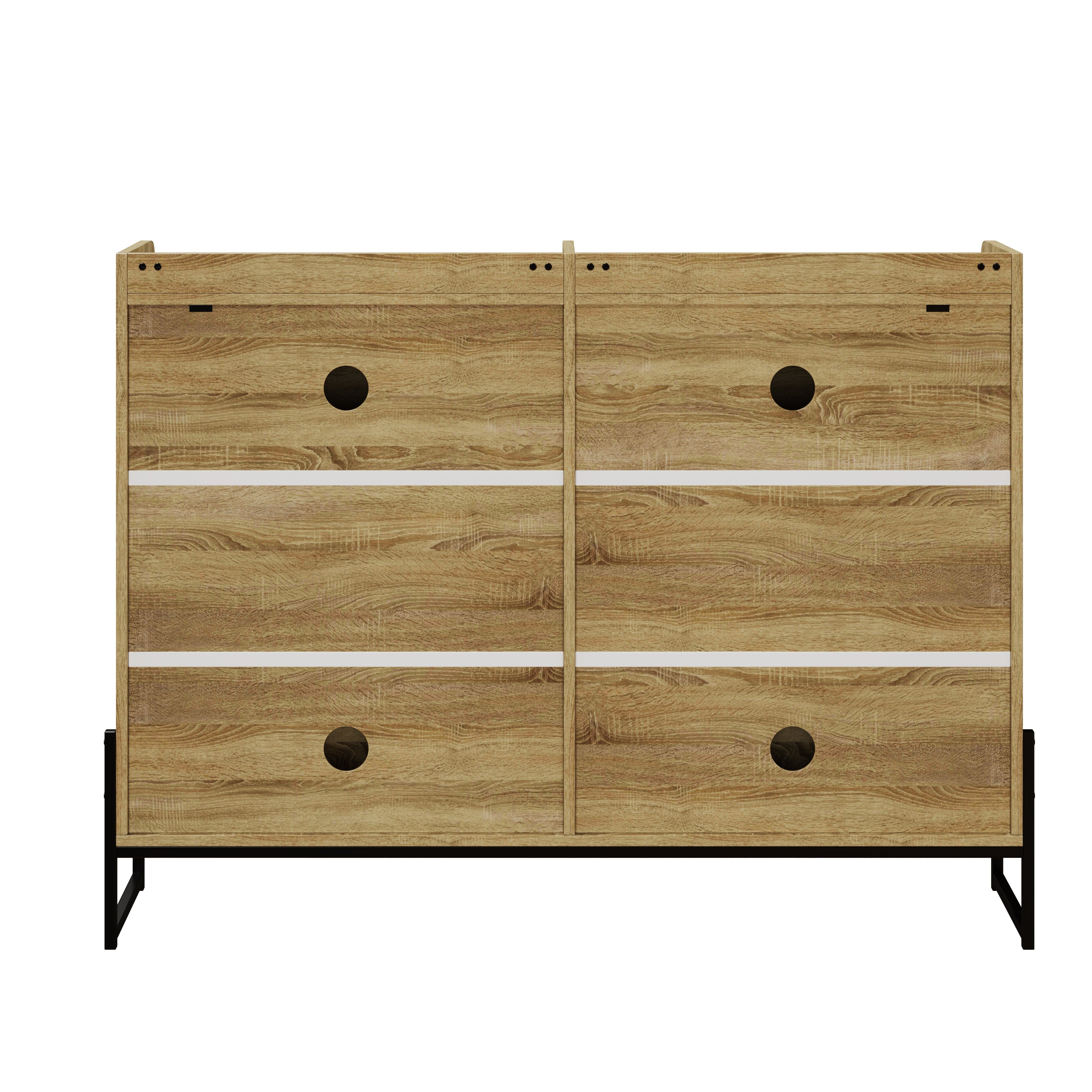 Logidon shoe cabinet narrow 4 flaps natural color 118 cm