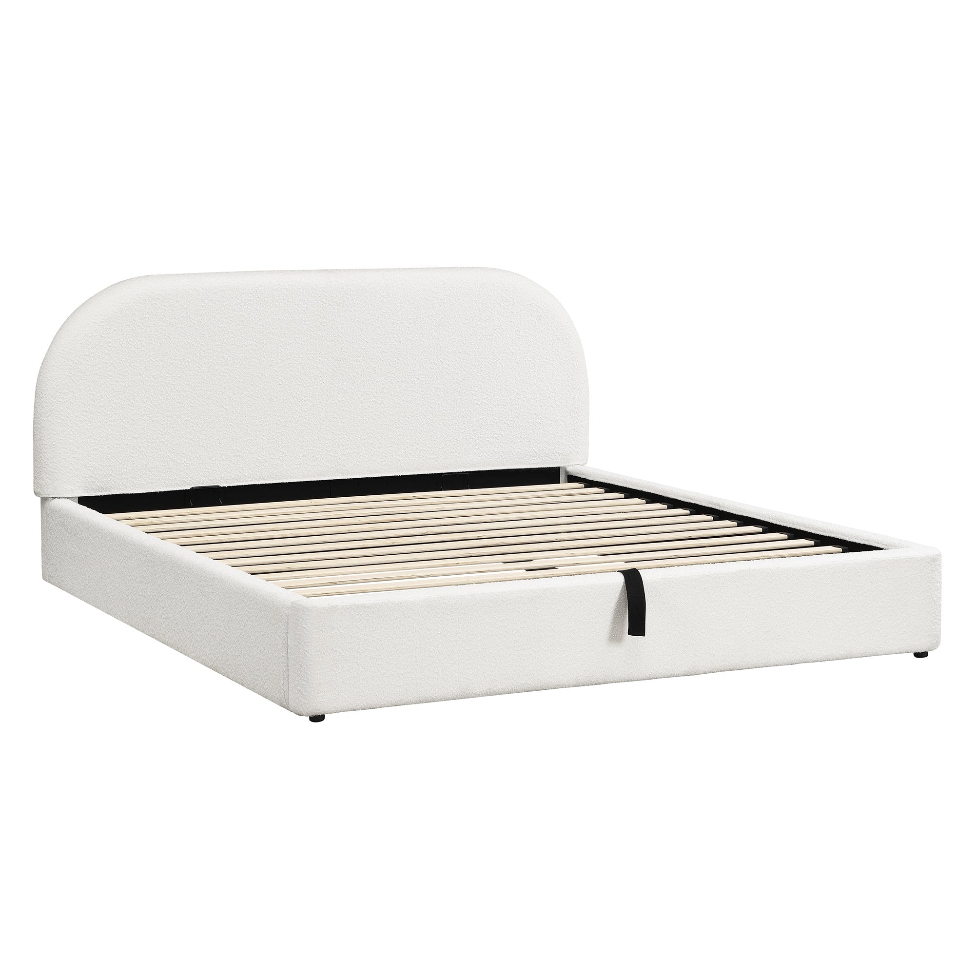 Logidon gestoffeerd bed 180x200 beige bouclé met opbergruimte hydraulische lift