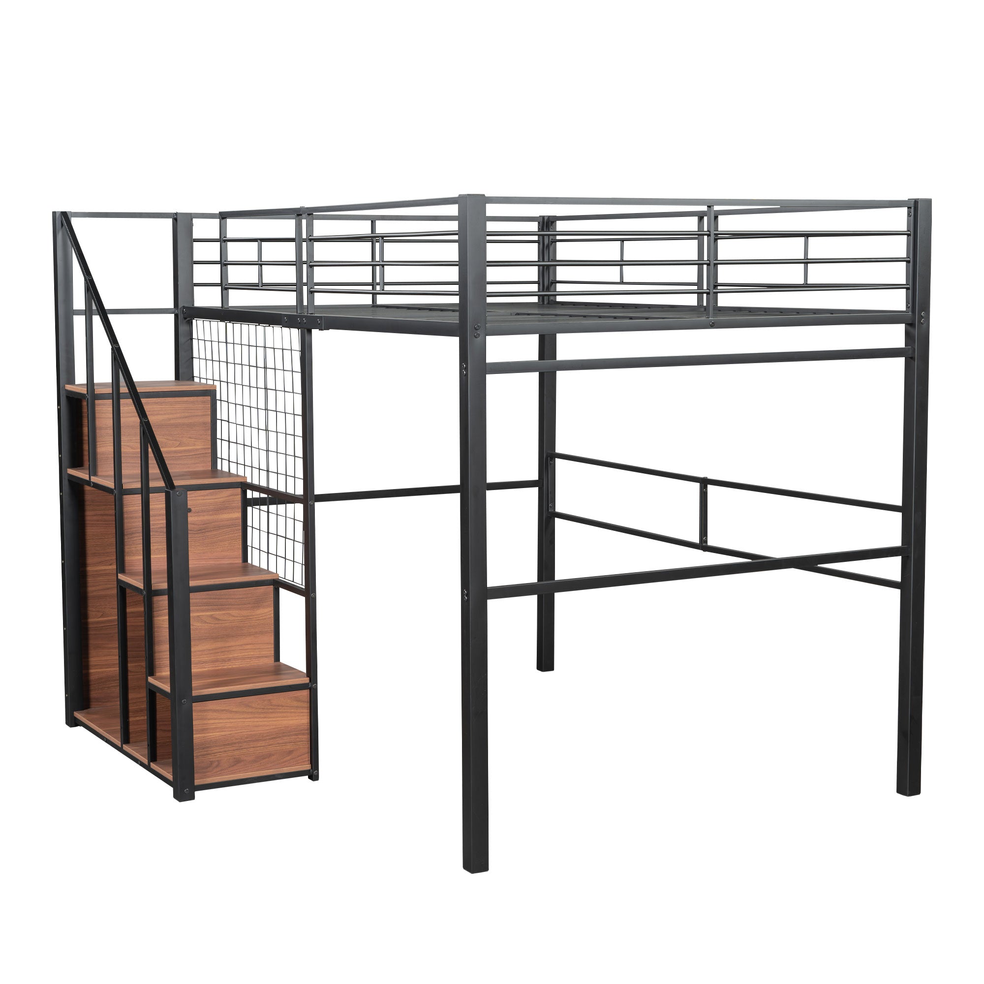 Logidon hoogslaper 140x200 met veiligheidsladder metalen frame zwart