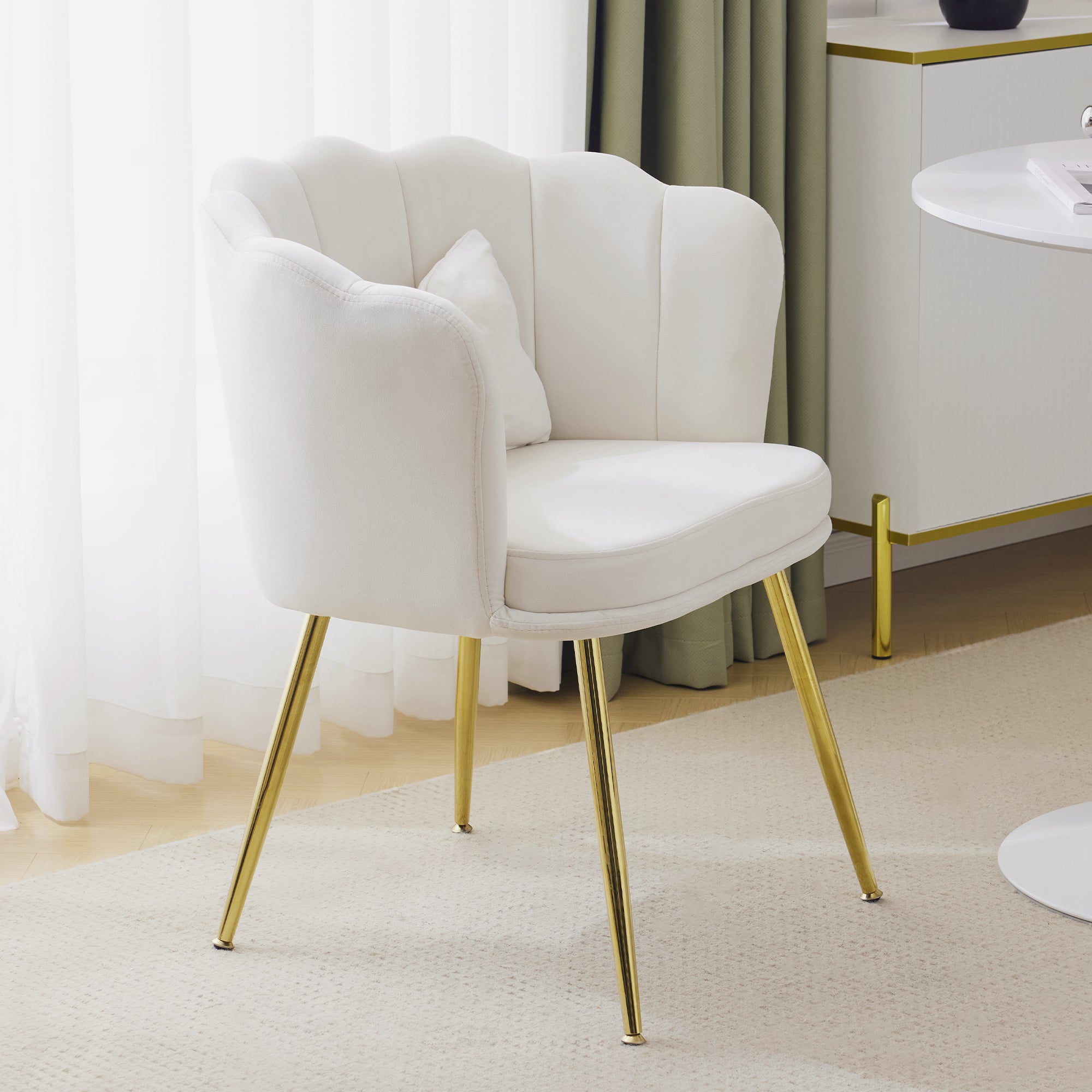 Logidon Moderne Fluwelen Fauteuil Beige Met Gouden Poten