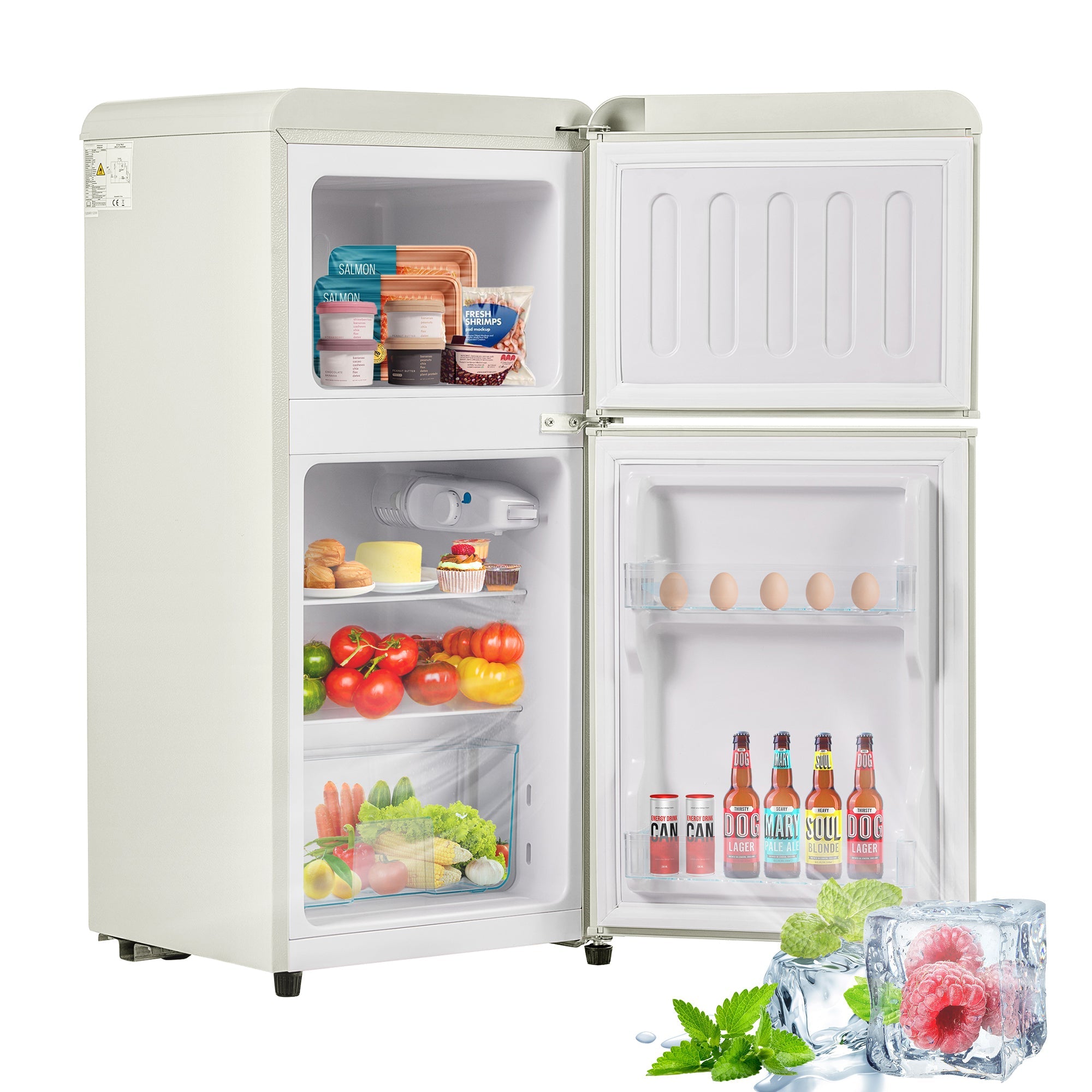 Logidon Retro Koel-vriescombinatie Tweedeurs Crème Wit
