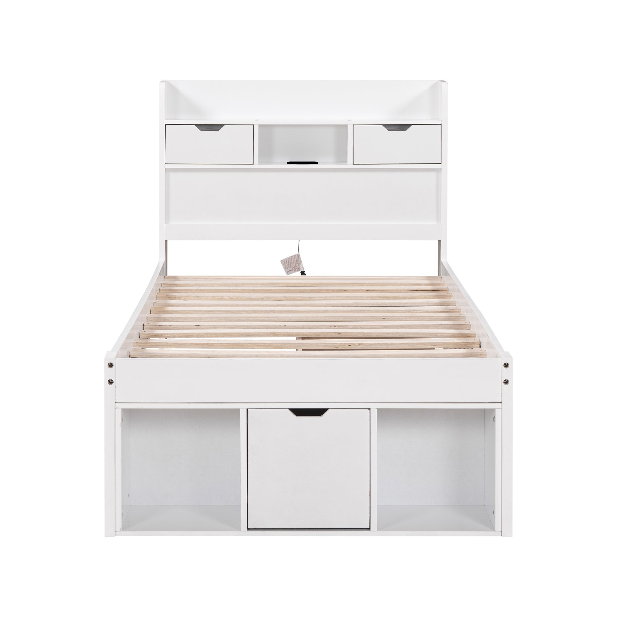 Logidon jeugd- en kinderbed 90x190 cm met USB poort opbergruimte wit