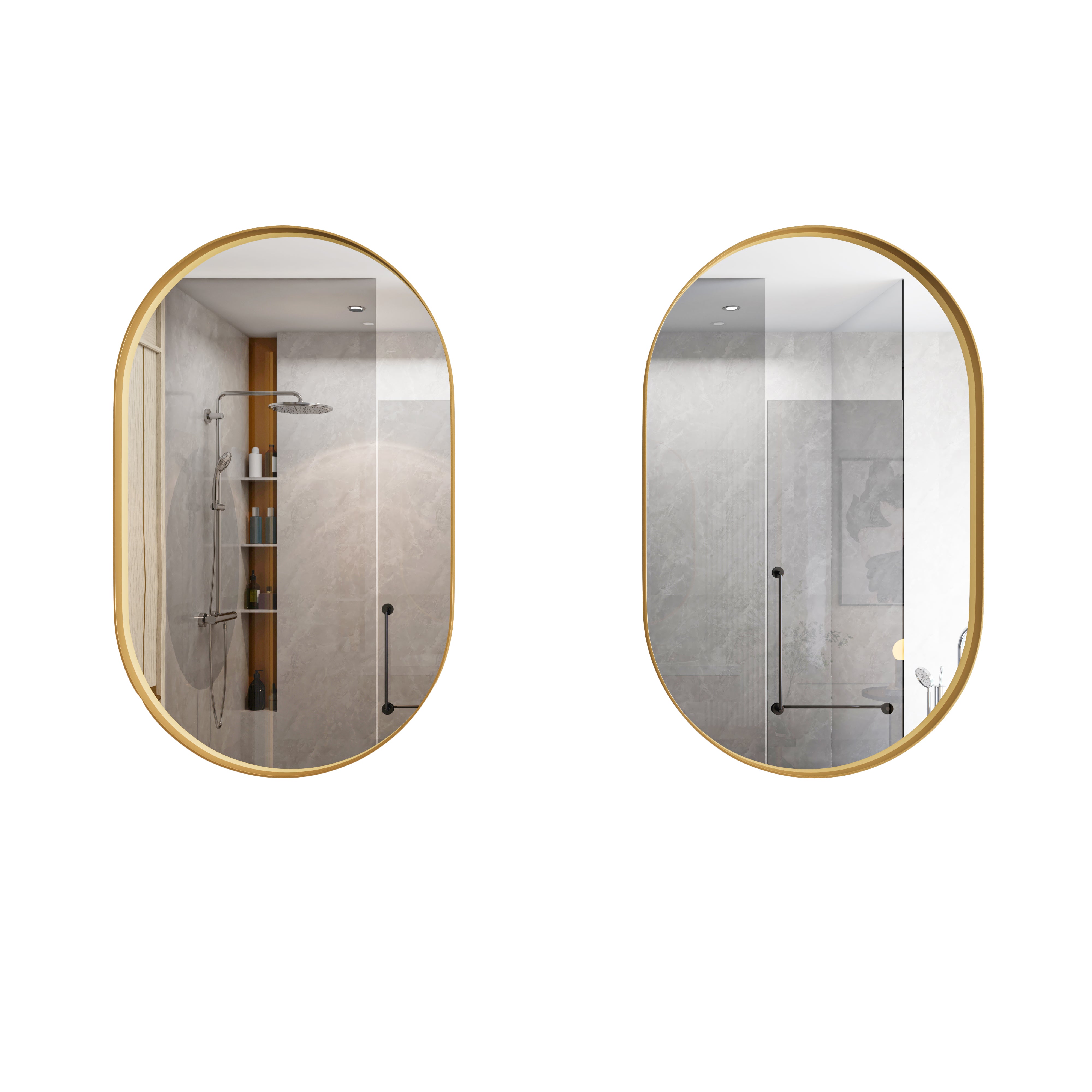 Logidon ovale spiegelkast goud inbouw 85 x 51,5 cm