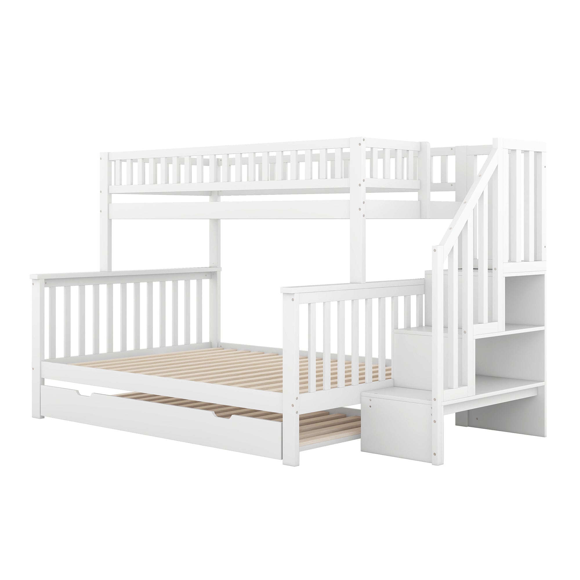 Logidon stapelbed wit 90x200 en 140x200 met rolcontainertrap