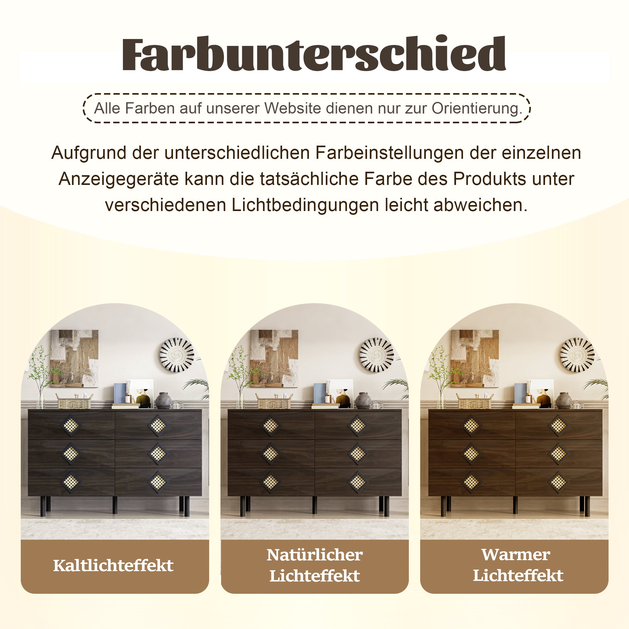 Logidon Elegante kaptafel met 6 laden, walnoot met rotan handvat