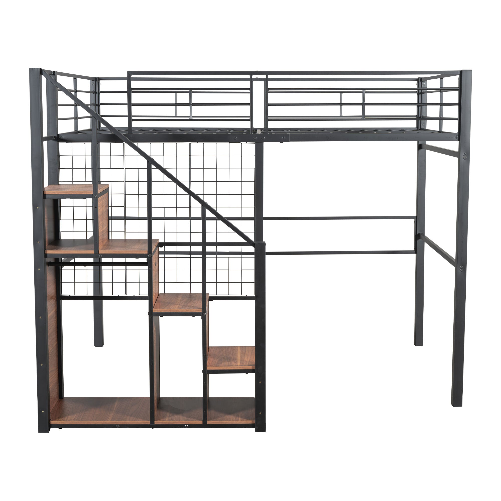 Logidon hoogslaper 140x200 met veiligheidsladder metalen frame zwart