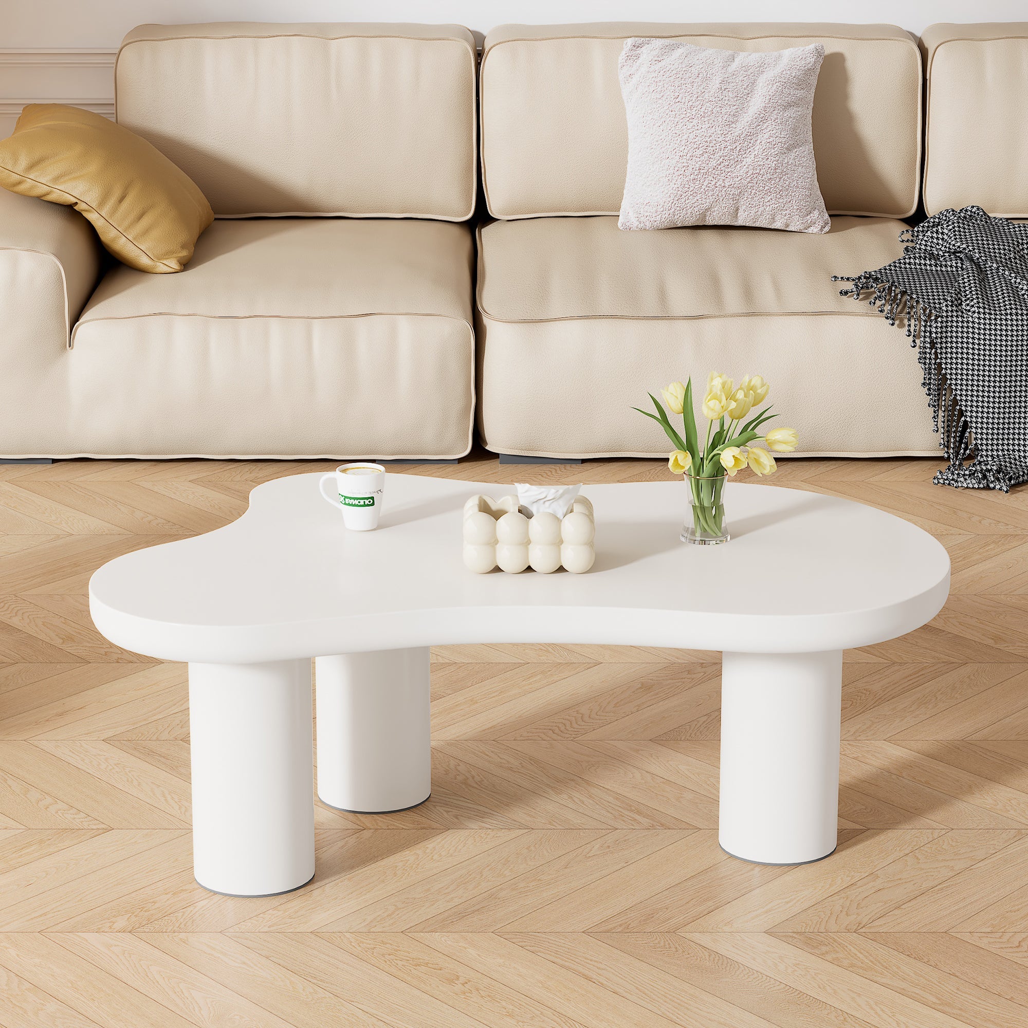 Logidon Wolkvorm salontafel wit MDF blad 107x66 cm
