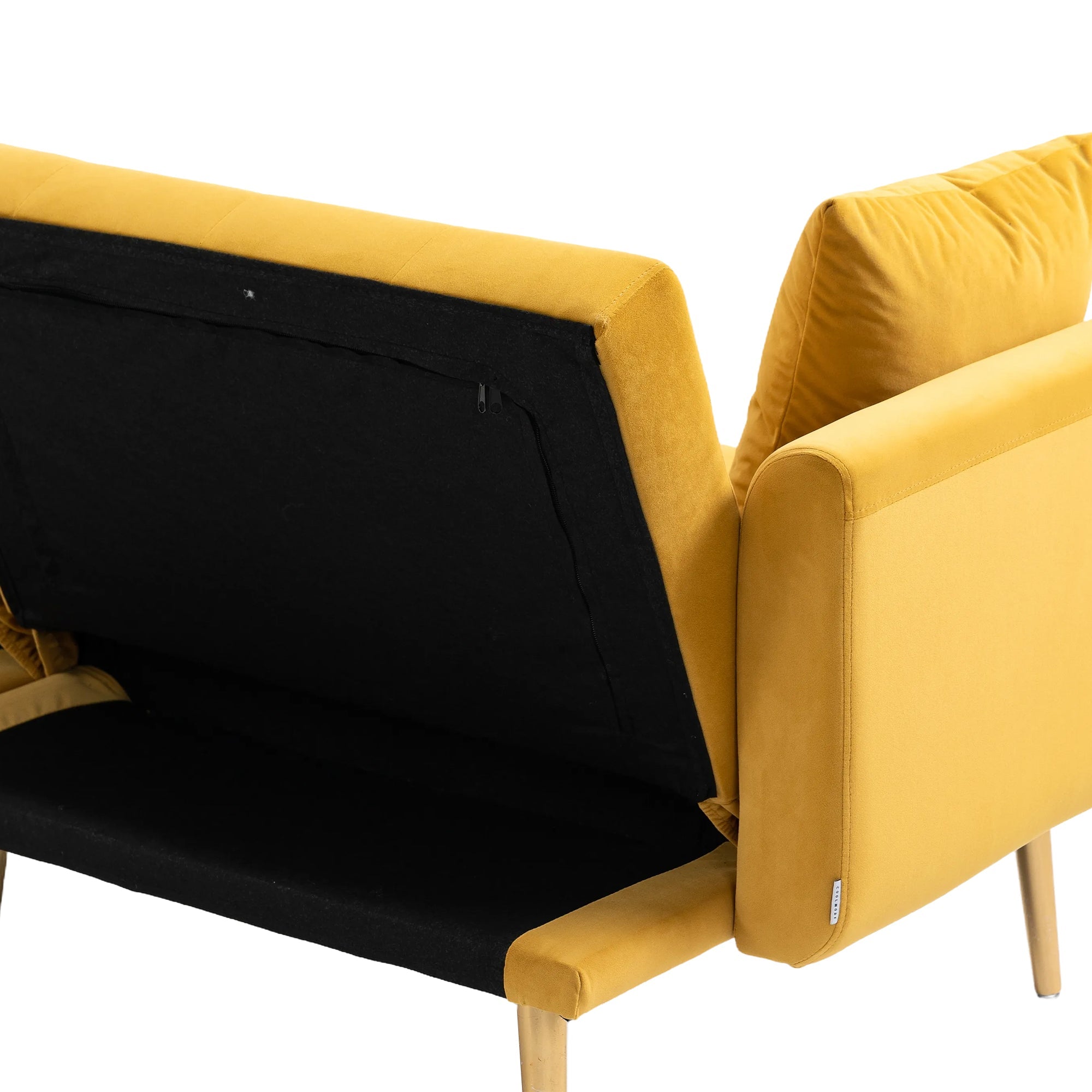 Logidon Luxe 3-zits designbank mosterdgeel fluweel slaapbank 3 posities