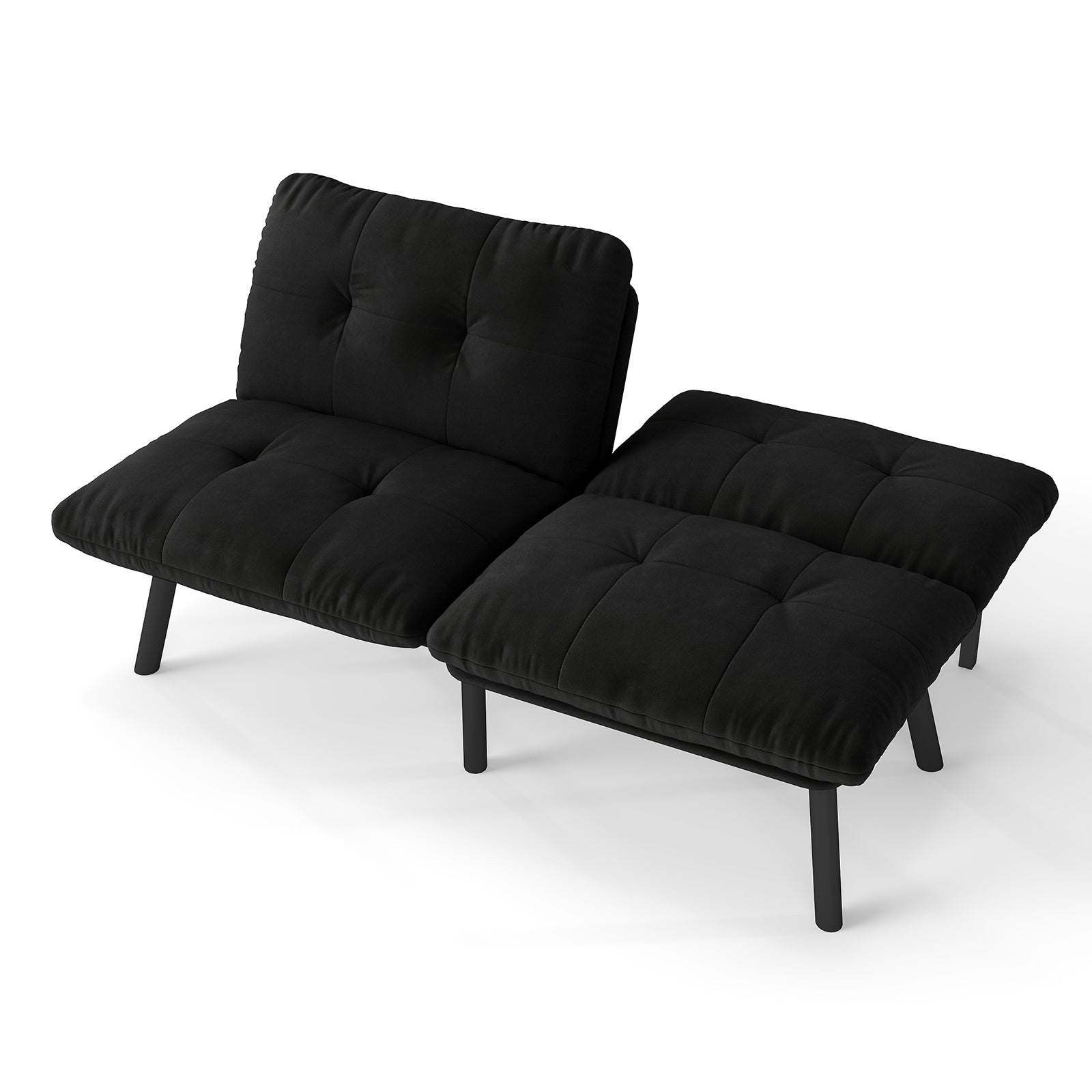 Logidon zwarte moderne slaapbank, 2-zits futon met slaapfunctie