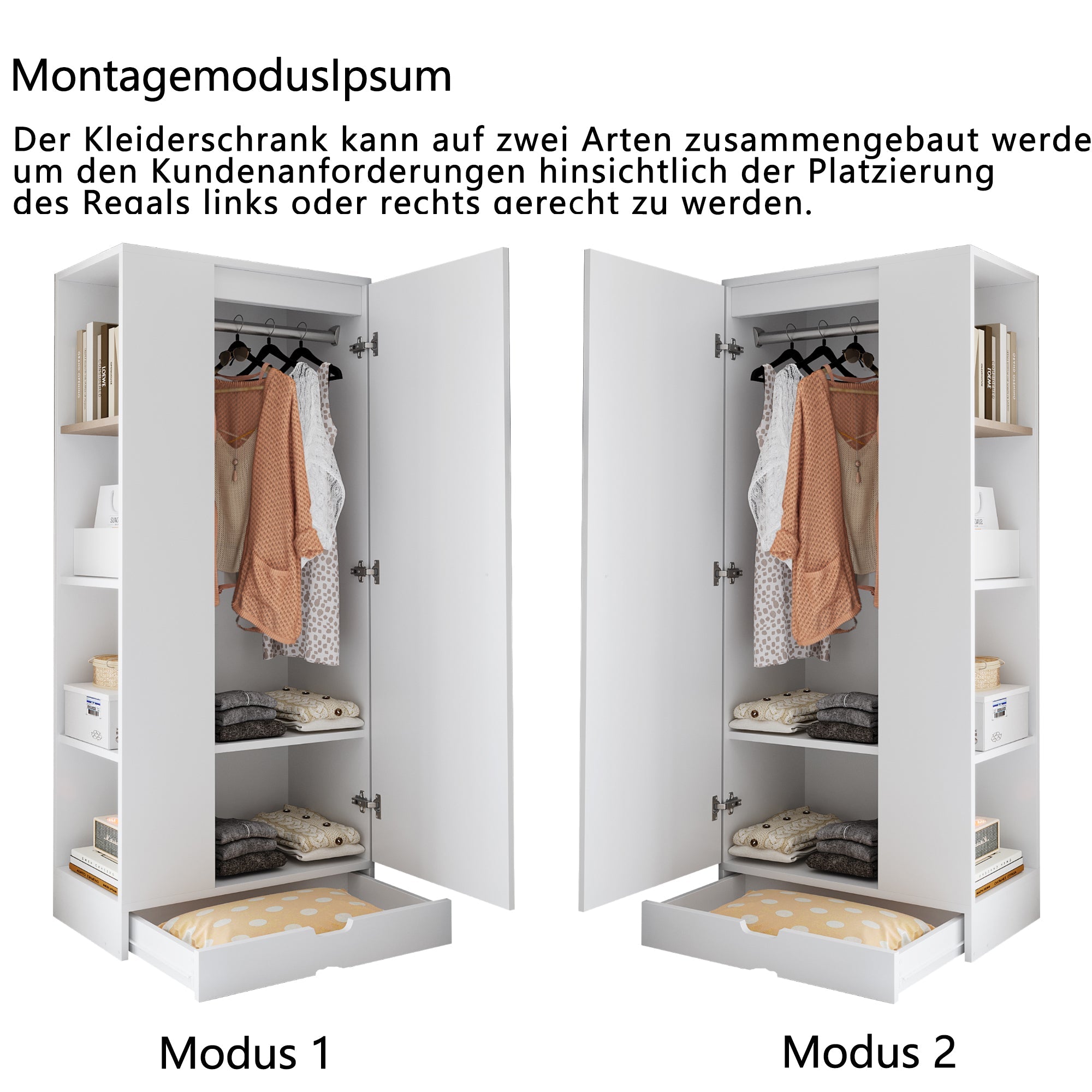 Logidon kledingkast 70x40x170 centimeter enkele deur planken wit