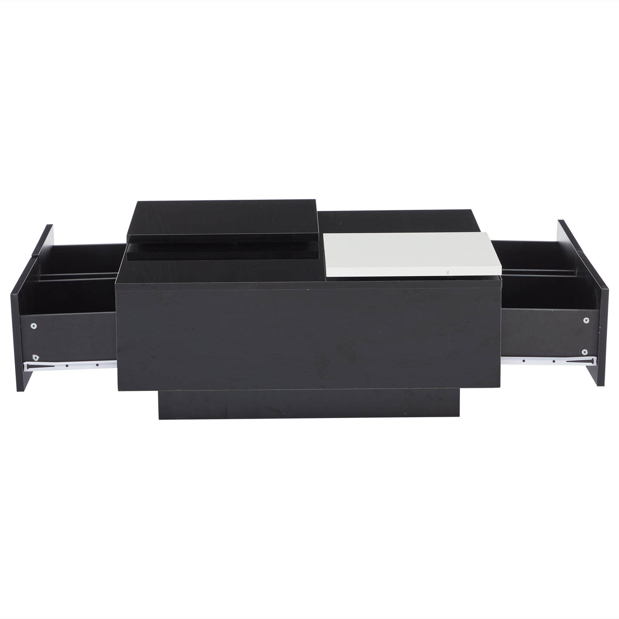 Logidon Hoogglans Salontafel Zwart Wit 75x75 Cm Met 4 Laden