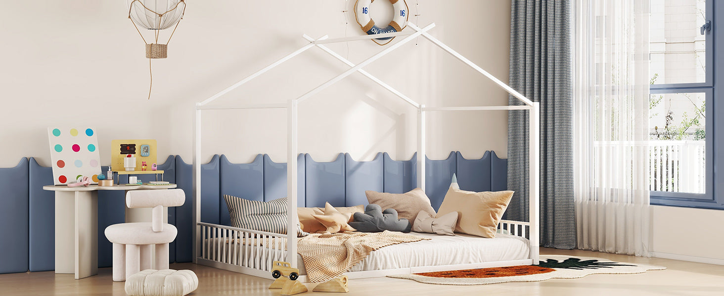 Logidon gestoffeerd bed 140x200 cm zonder matras Wit ijzeren framebed