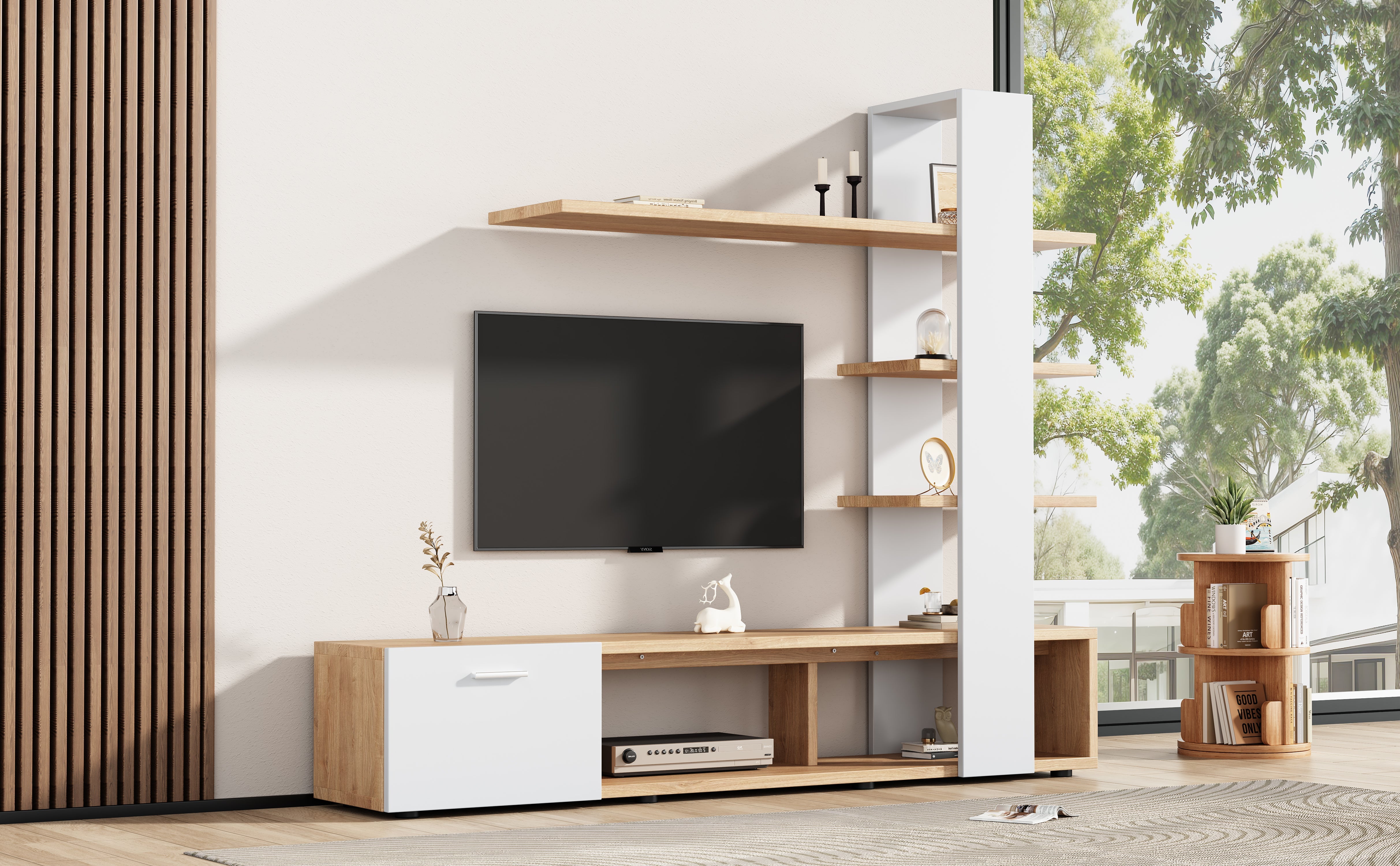 Logidon Home TV wandmeubel eiken wit 180x33,5x151,5 cm