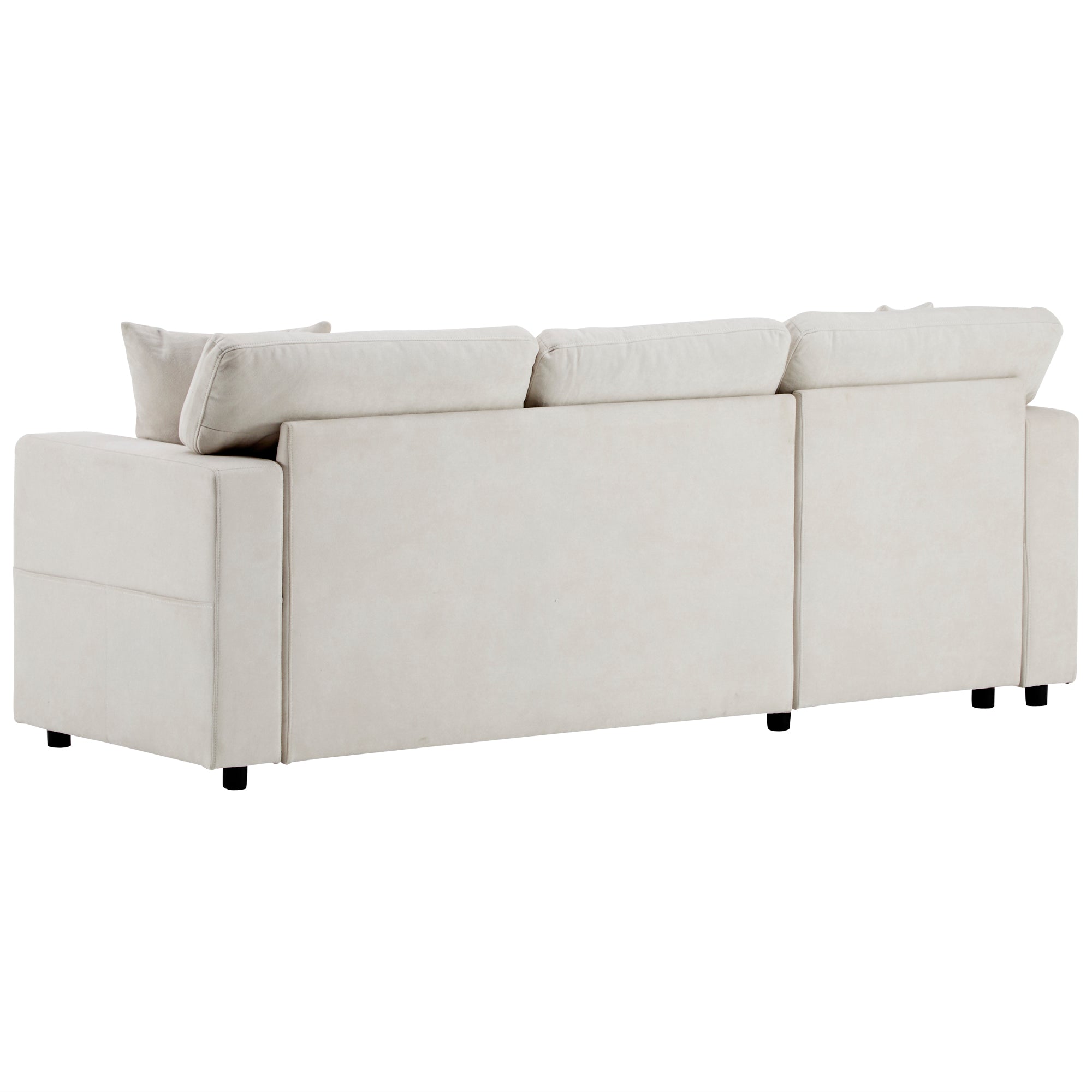 Logidon corner sofa bed L-shape extendable beige with bed box shelf