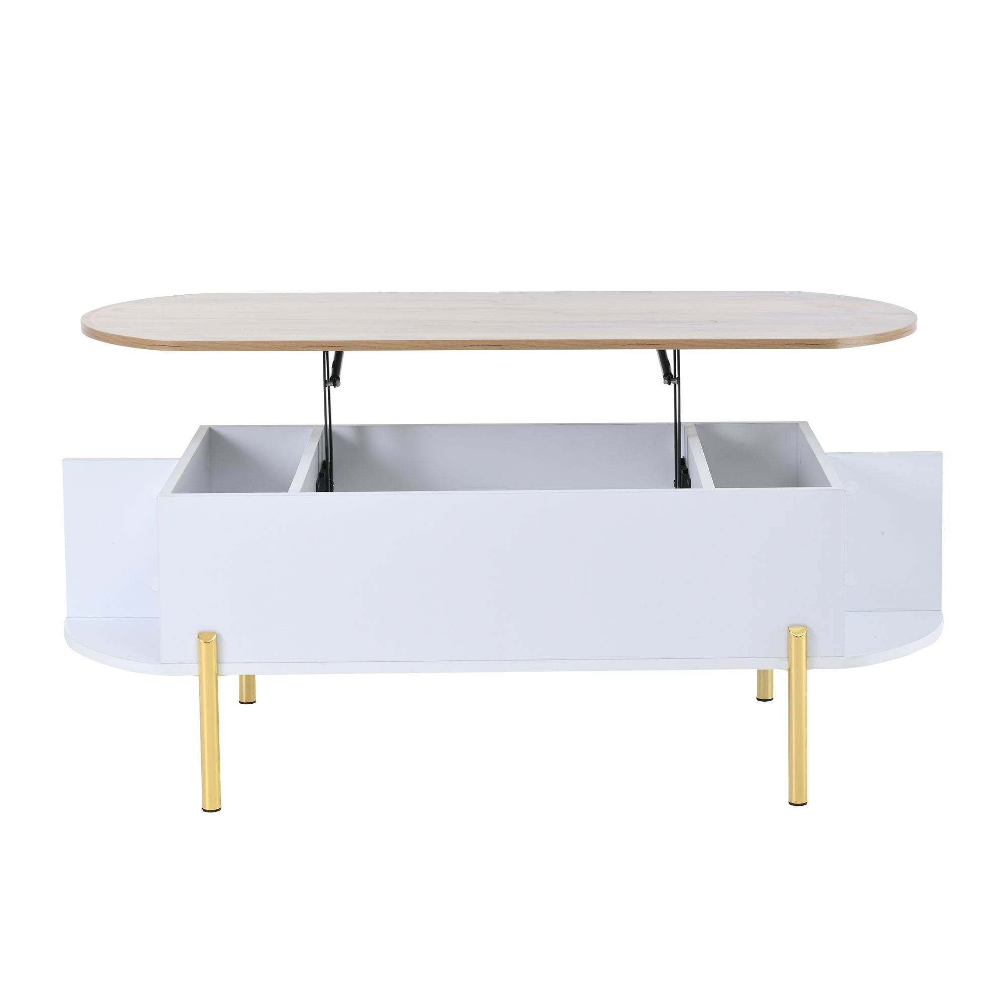 Logidon Verstelbare Salontafel 120x50x43 cm Met Opbergruimte Wit Hout