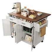 Logidon Kitchen Island With Extendable Worksheet Beige On Wheels