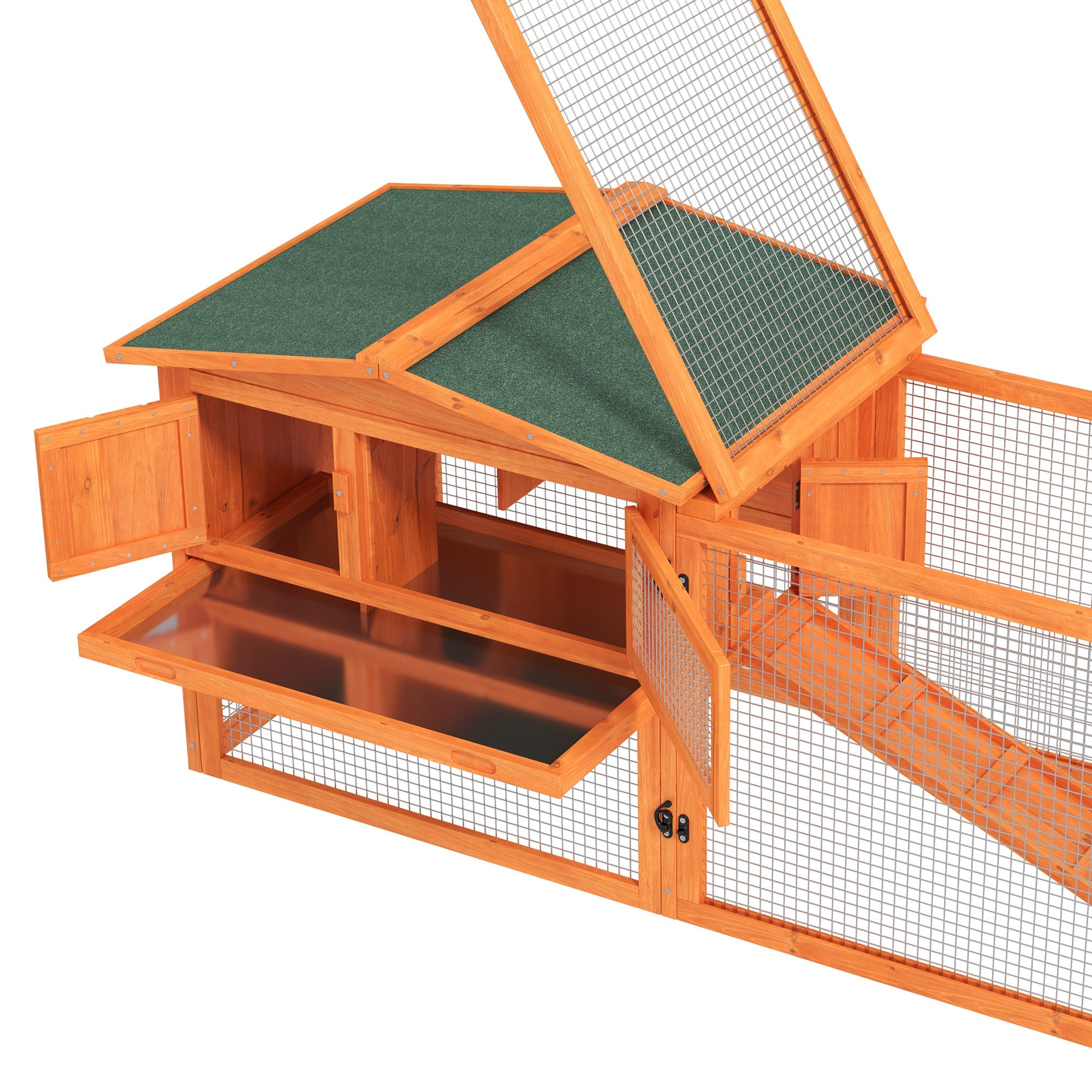 Logidon kleine dierenstal 156x58x68 cm dennenhout met asfaltdak oranje