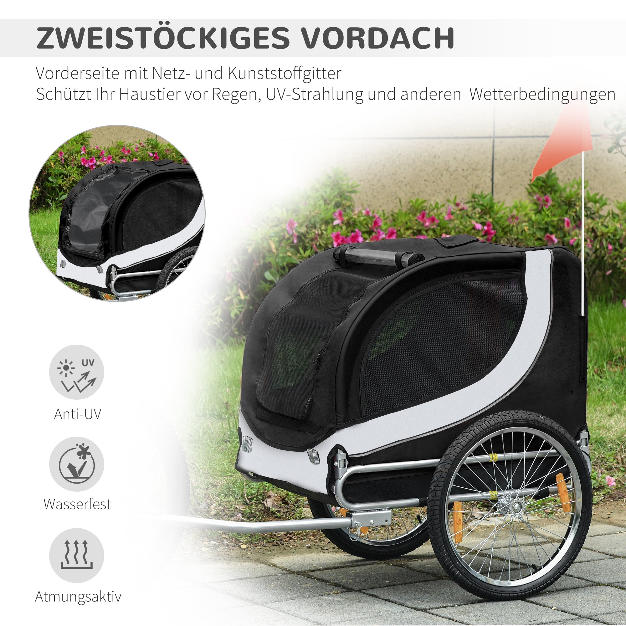 Logidon hondenaanhanger fietsentransporter wit zwart 130x73x90 cm