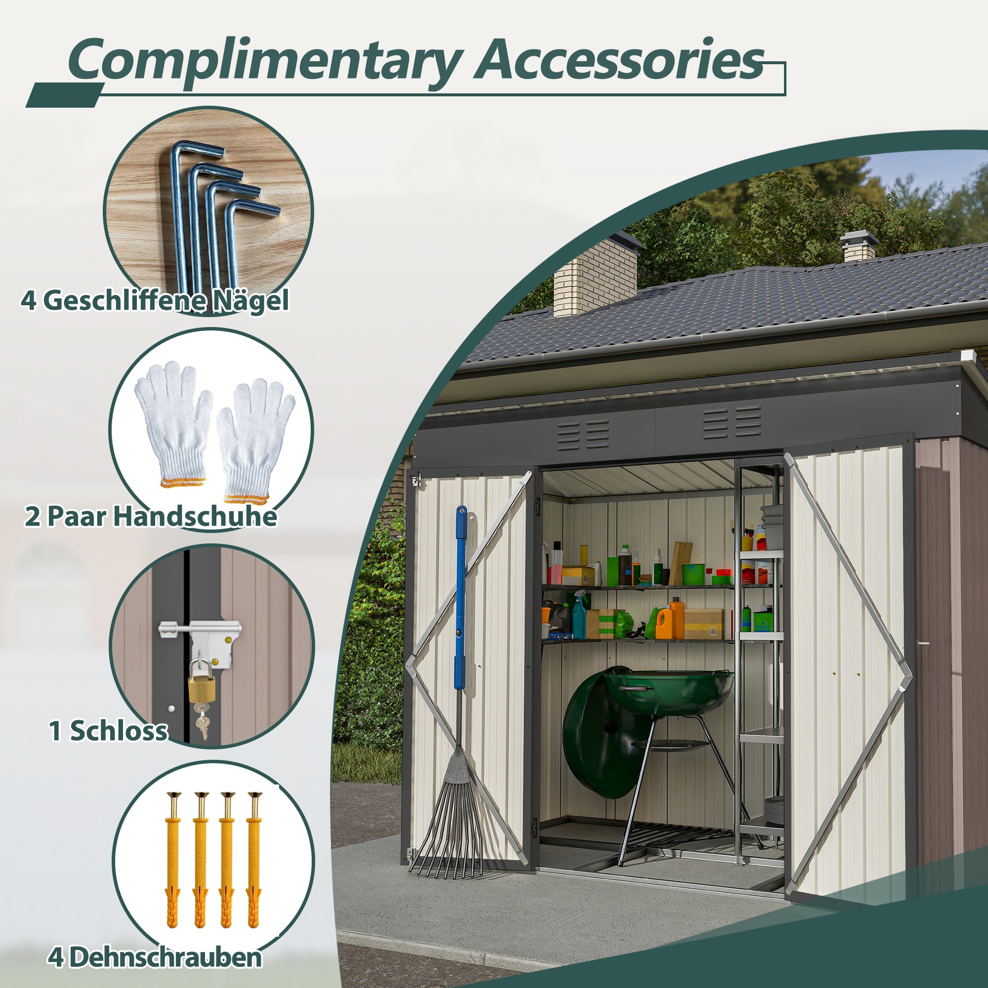 Logidon metalen tuinhuis 229x111x182 cm inclusief fundering bruin