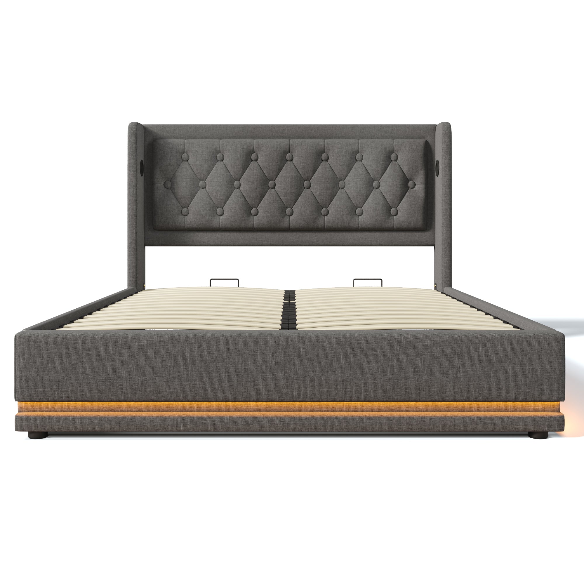 Logidon gestoffeerd bed 160x200 cm grijs fluweel opbergruimte USB-C oplaadfunctie