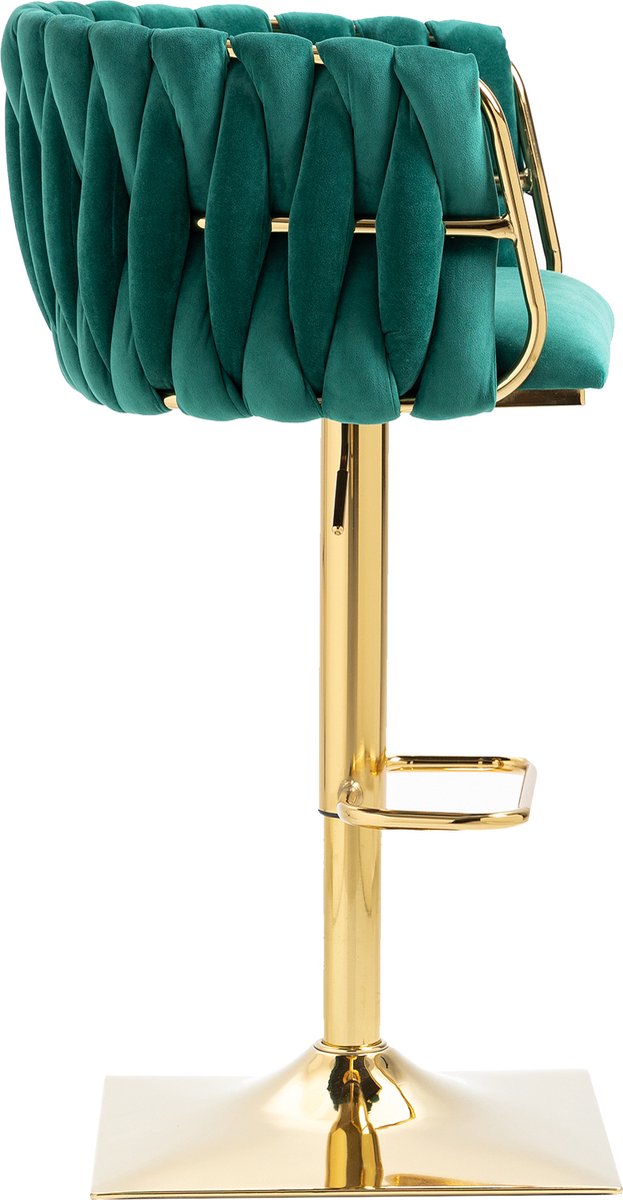 Merax Vintage Barkruk Set van 2 - Barkruk - Barstoel met Voetensteun en Rugleuning - Groen met Gouden afbeelding 13