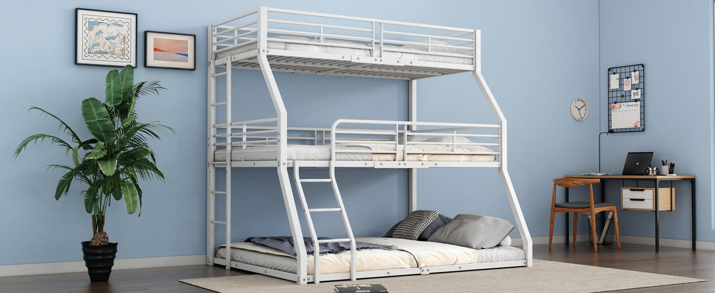 Logidon stapelbed 90x200 cm driedubbel metalen bedframe wit