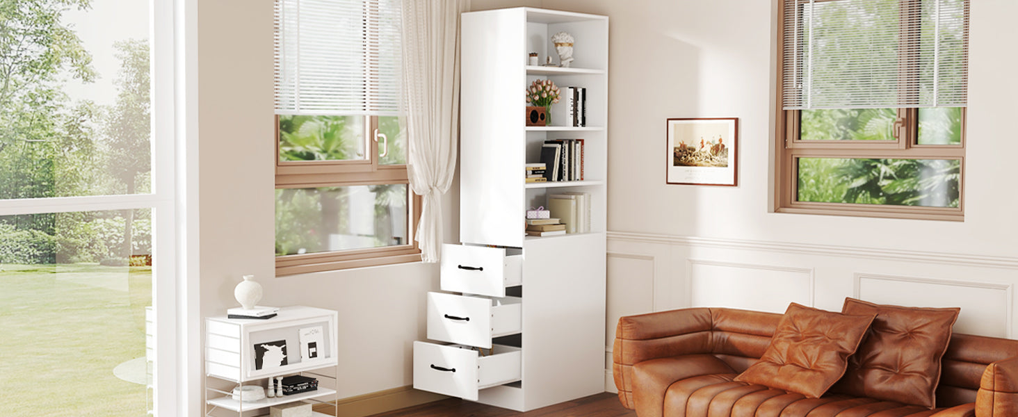 Logidon 180 cm smalle boekenkast wit met zijladen