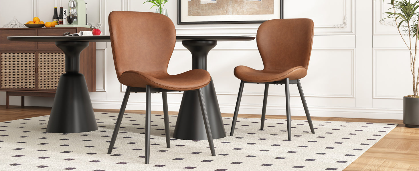 Logidon Set van 2 moderne eetkamerstoelen bruin verstelbare poten