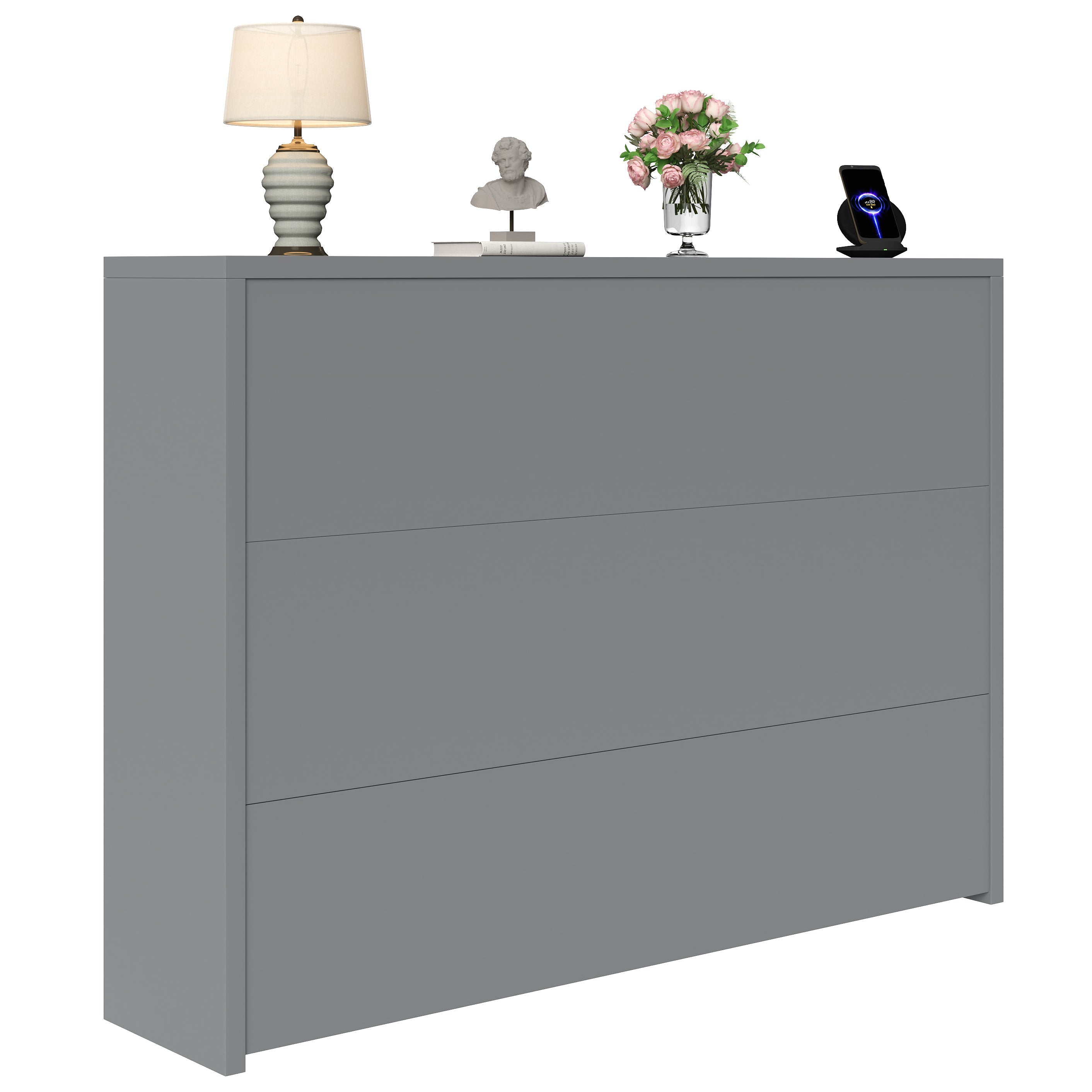 Logidon Opvouwbaar Bureau met Wielen en Draadloze Oplader 2in1 Grijs