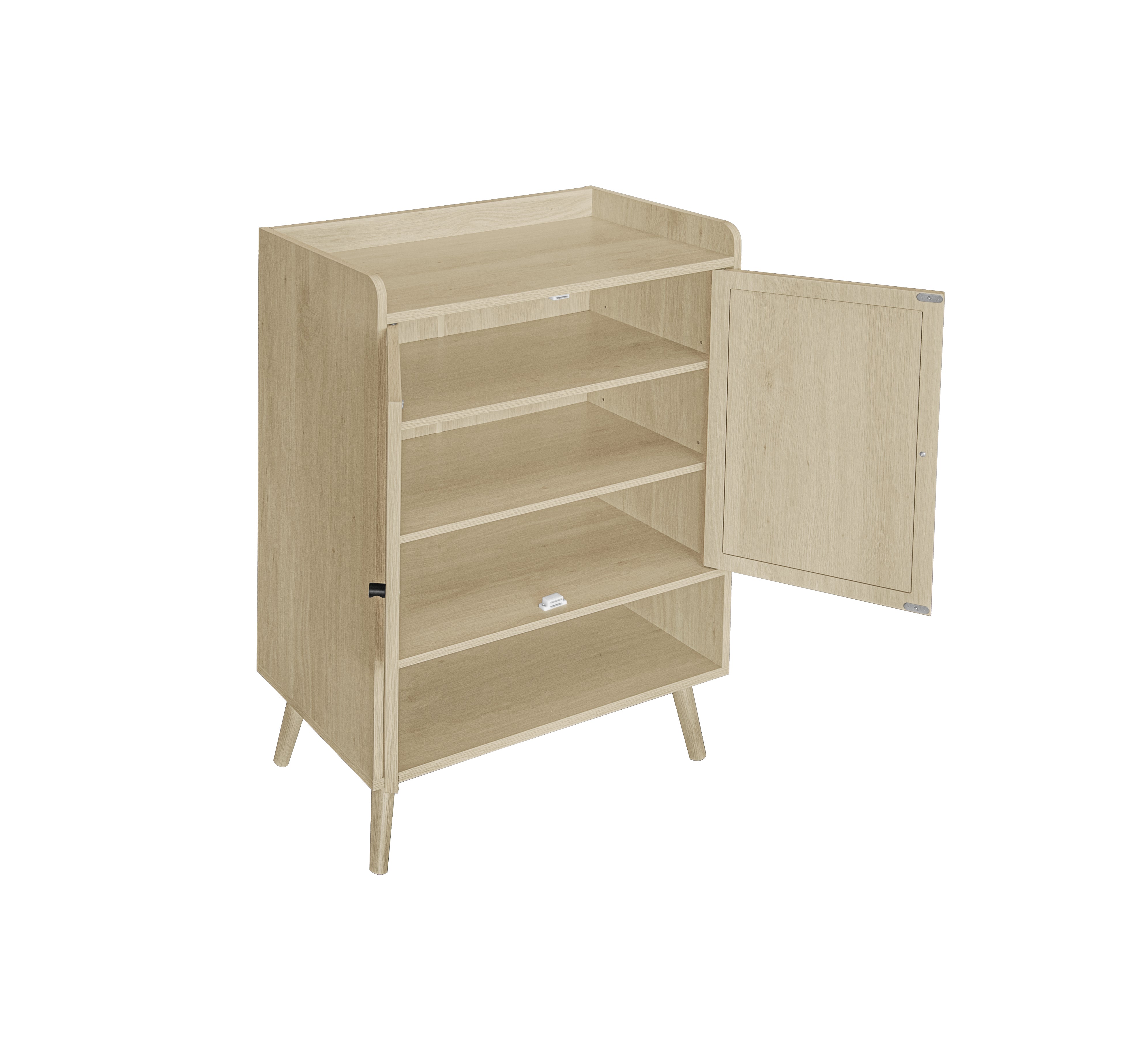 Logidon schoenenkast naturel houtlook met dubbele deuren Rotan design