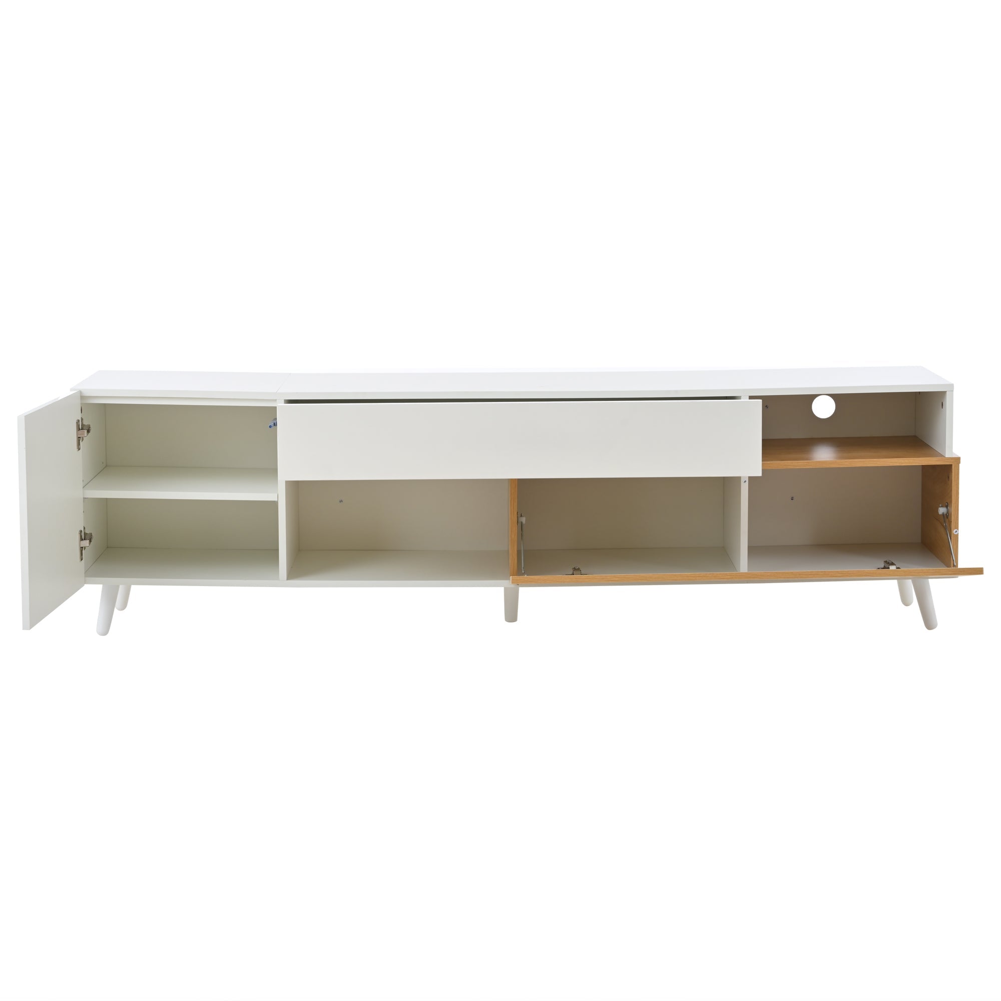 Logidon TV-meubel 180x38x50 cm witte houtlook deur en lade