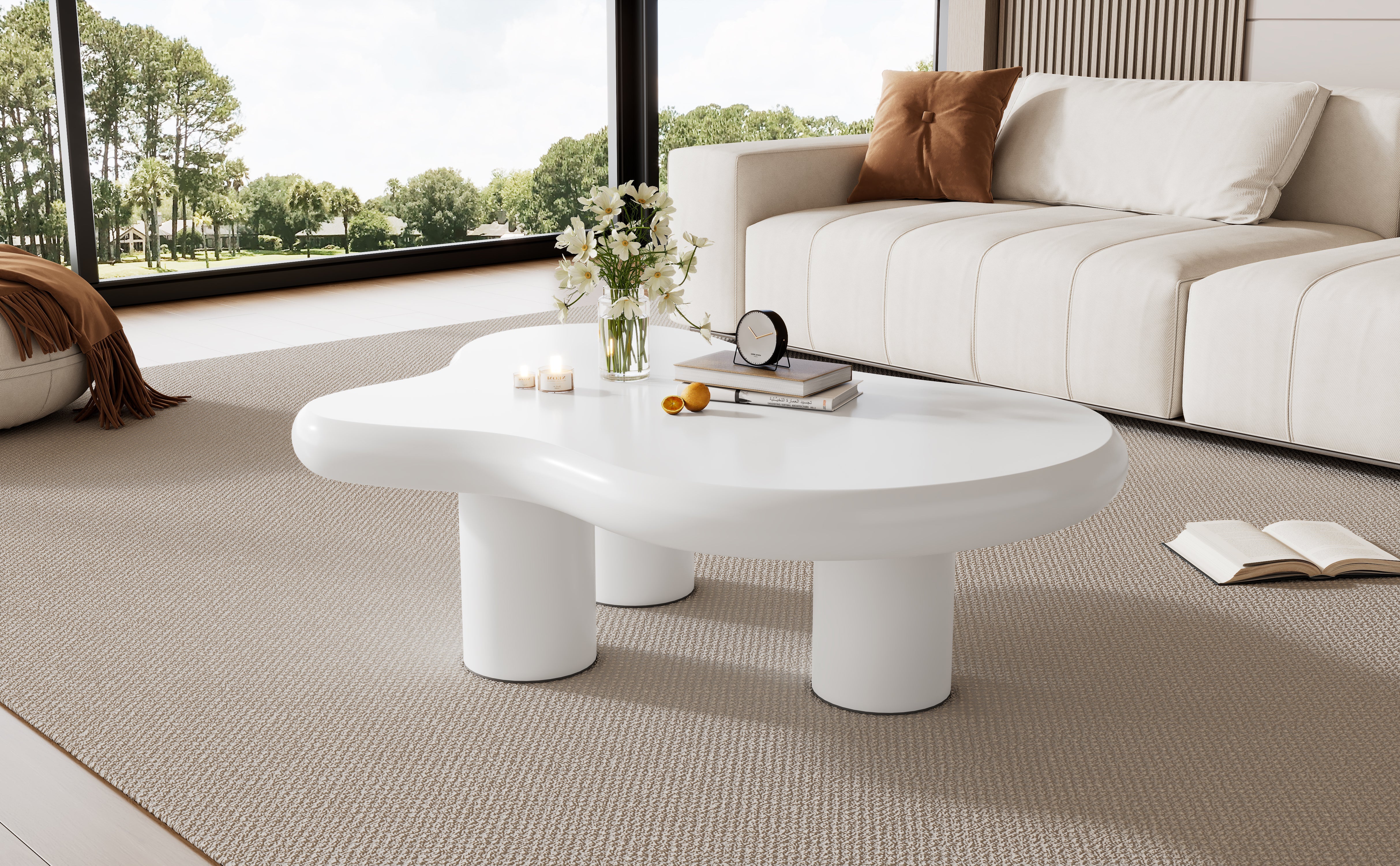 Logidon wolkvormige salontafel wit 97x67x32 cm MDF gelakt oppervlak