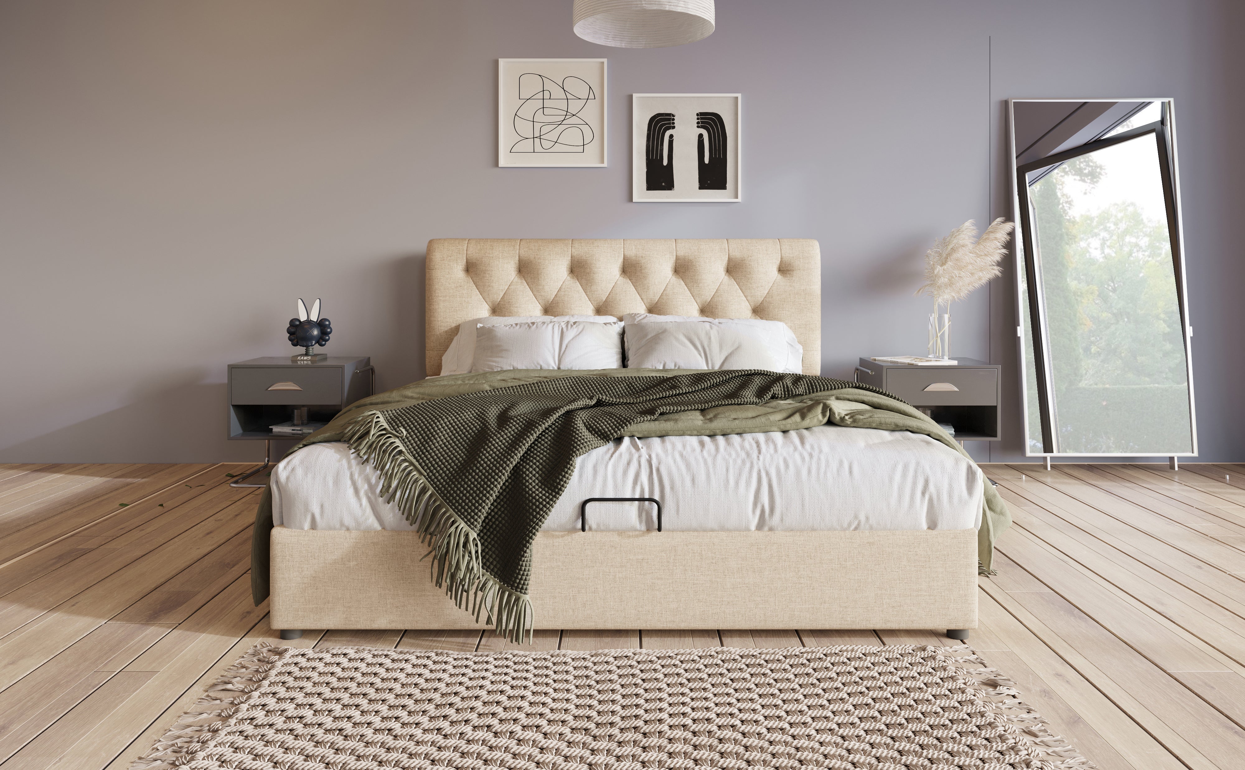 Logidon gestoffeerd bed 160x200 cm met opbergruimte, hoofdbord verstelbaar