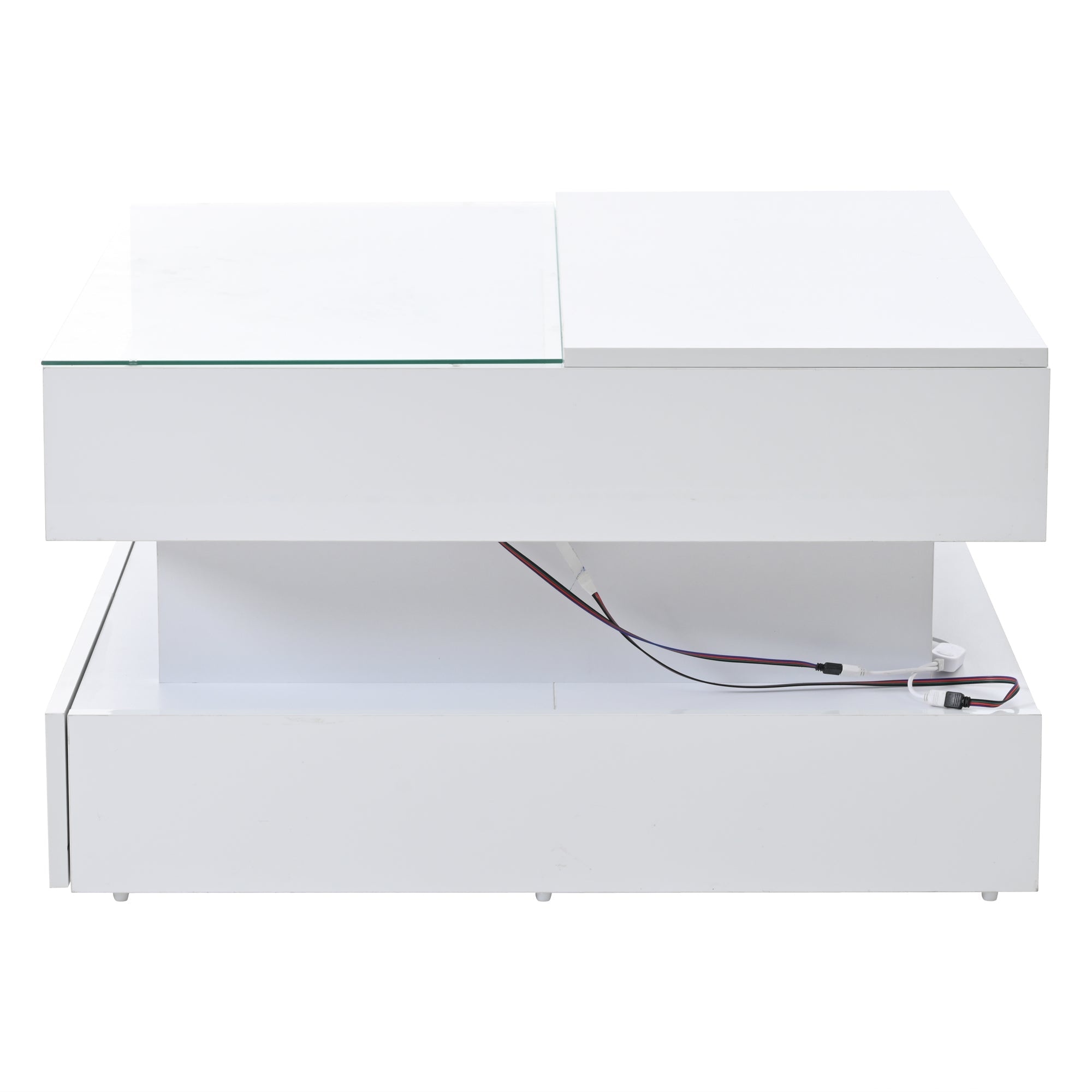 Logidon In hoogte verstelbare salontafel 80x80 cm witte LED opbergruimte