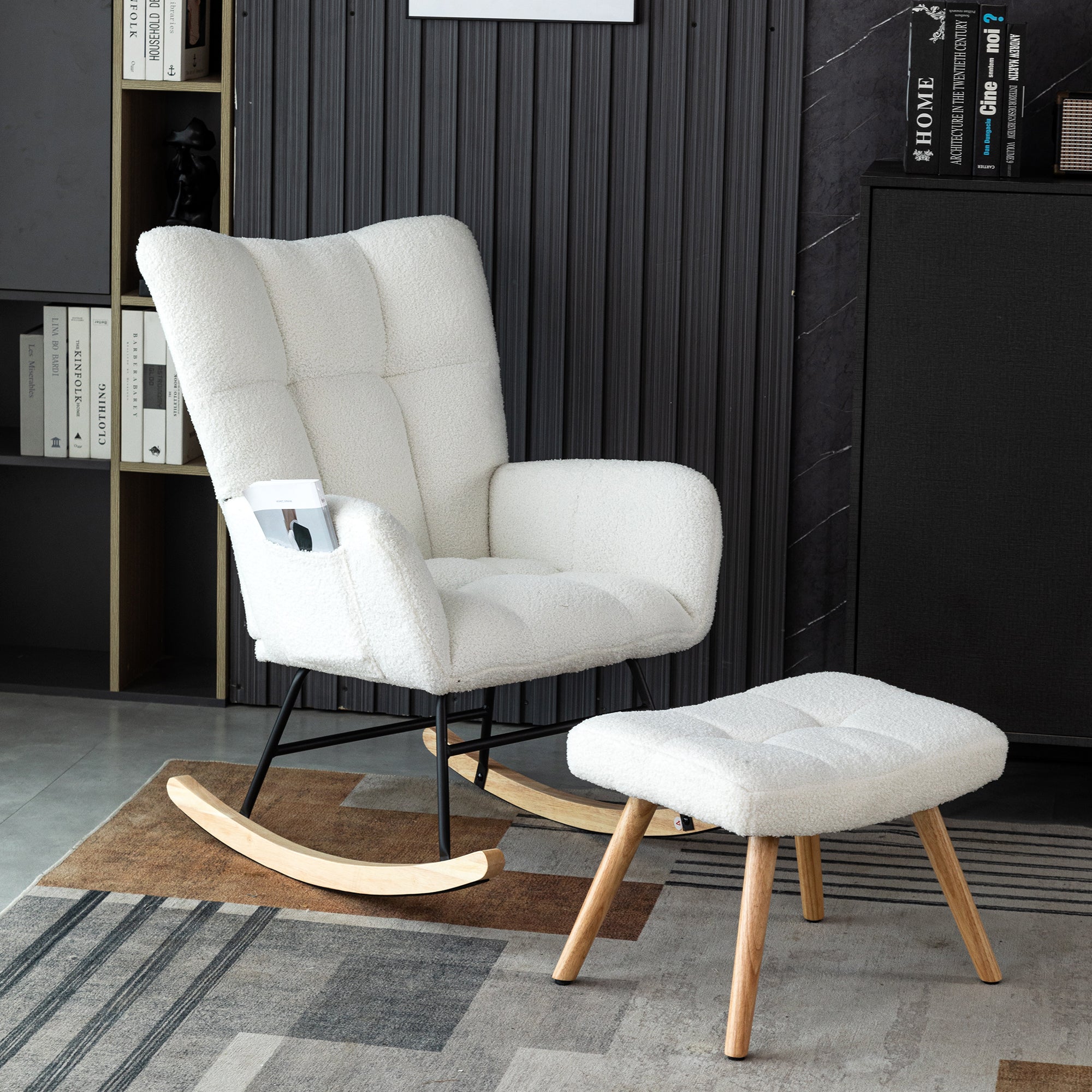 Logidon Ergonomische Witte Schommelstoel Met Voetenbank Hoogte 92 cm