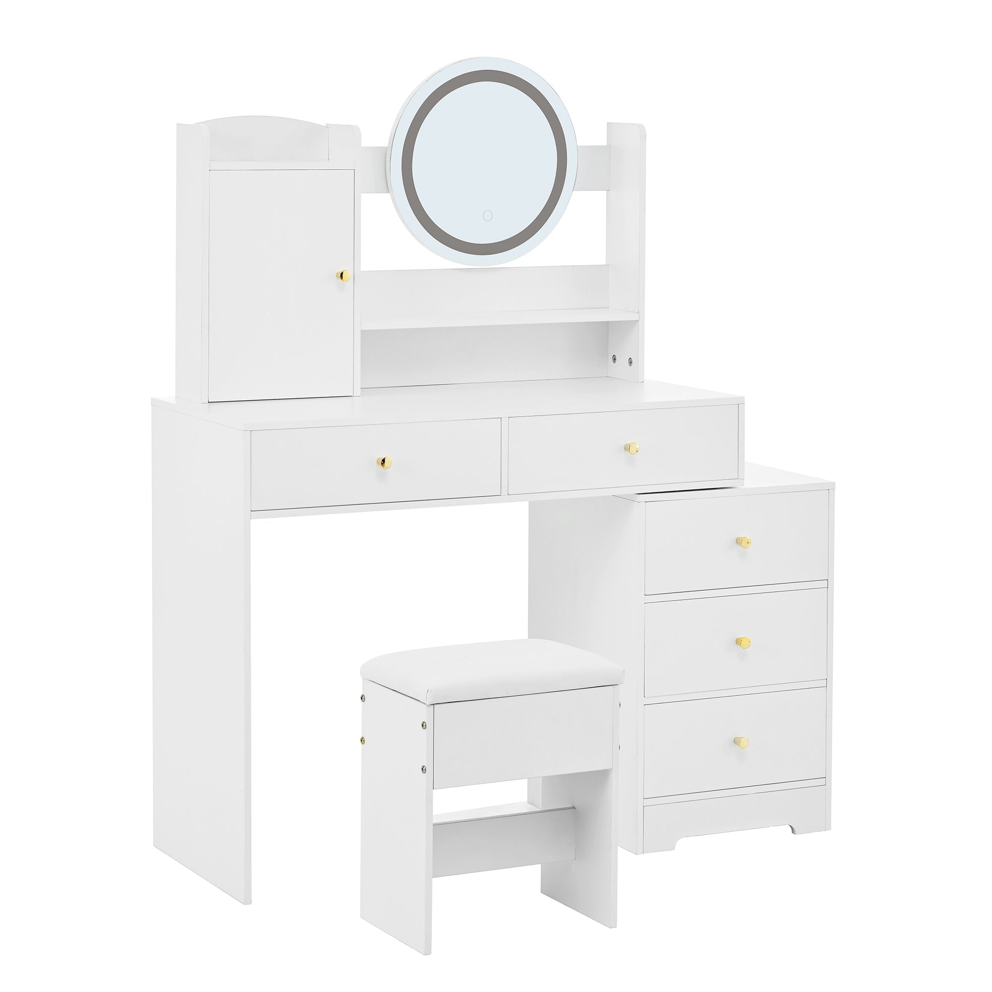 Logidon Grote Kaptafel Dimbaar LED Verlichting Wit 90x40x132 cm