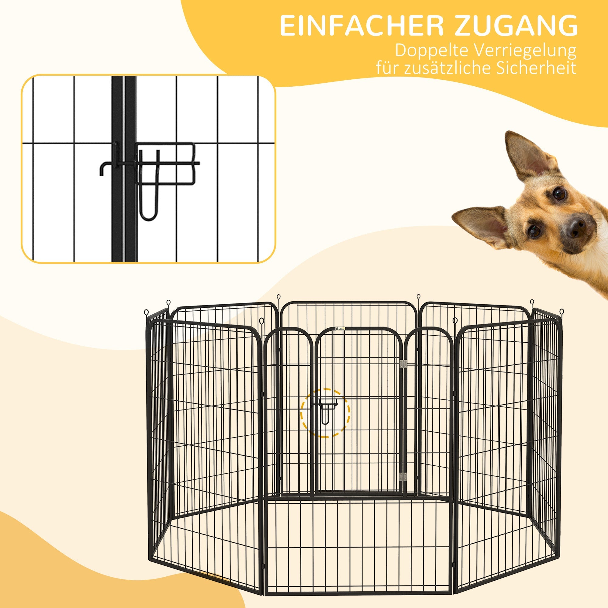 Logidon Puppy Run Zwart metalen box met deur 79x100 cm