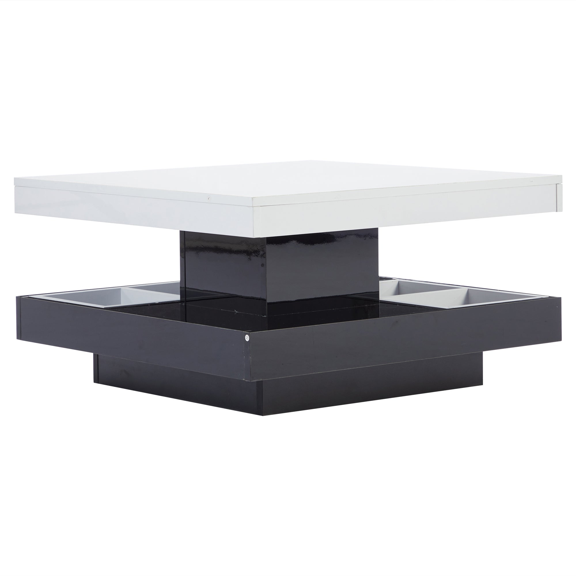 Logidon Draaibare Salontafel Wit Blad Zwart Onderstel 70x70x36